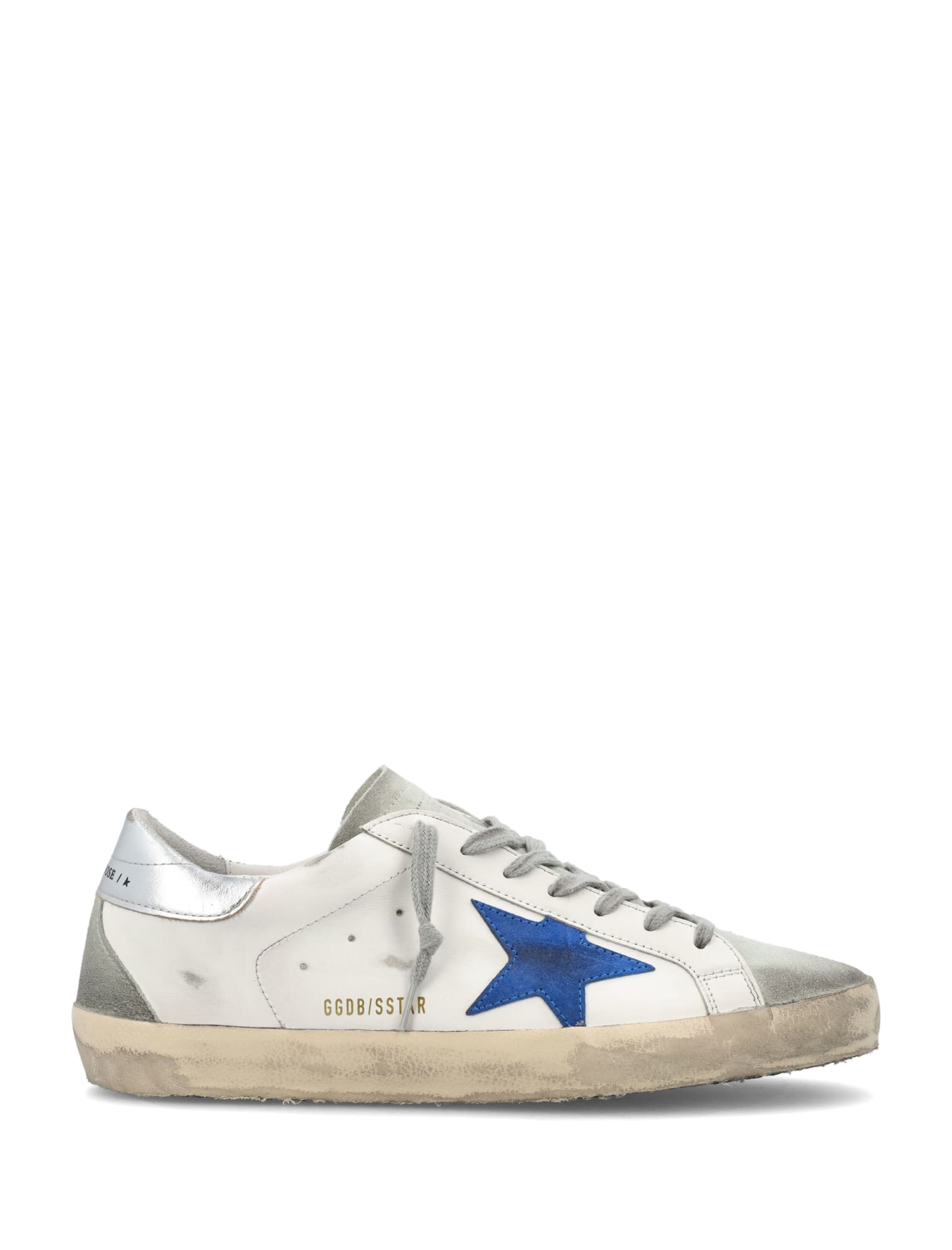 Golden Goose Super-star Classic With Electric Blue Star And Laminated Heel