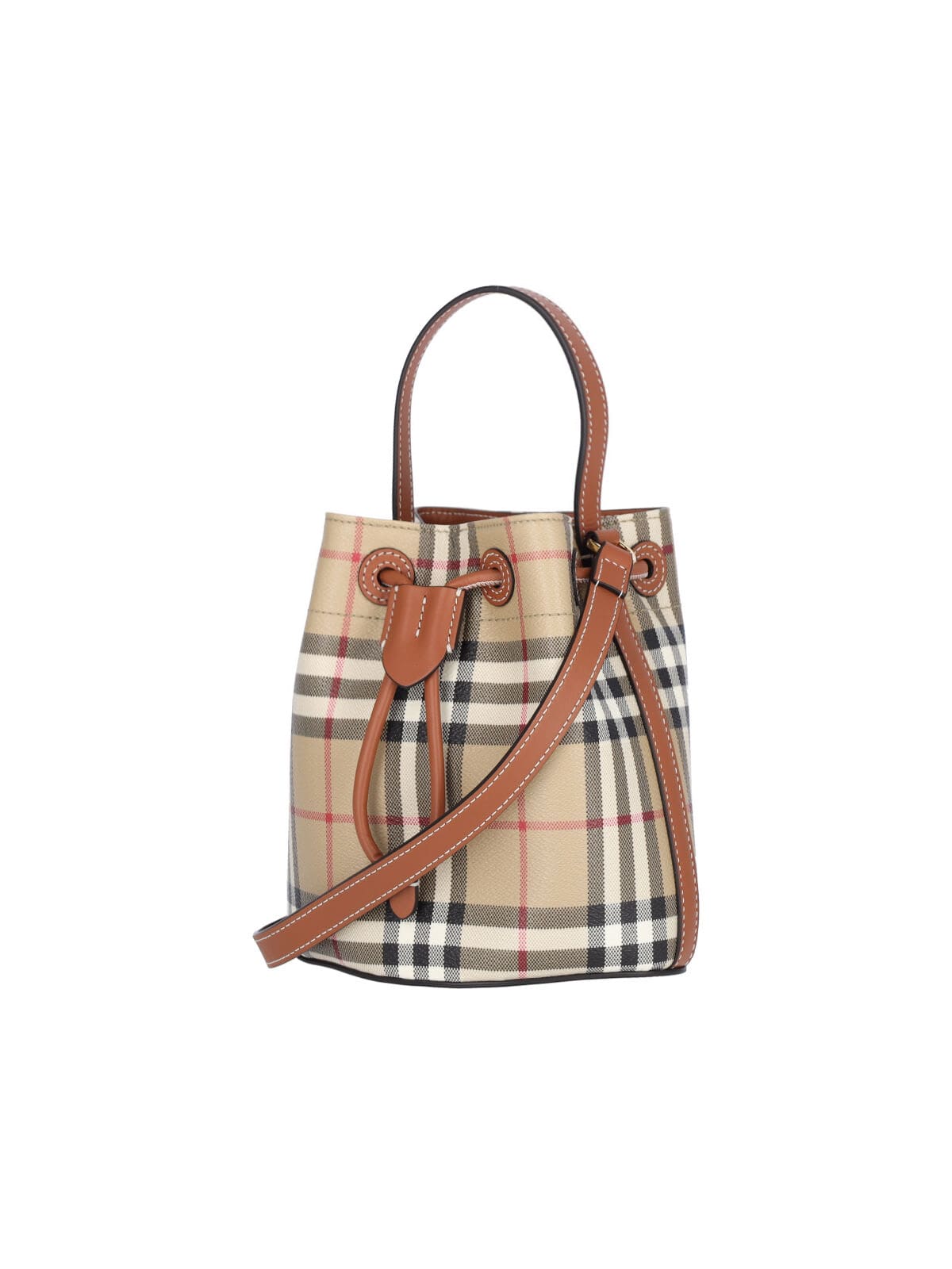 Burberry Check Mini Bag In Vntgchkbriarbrown