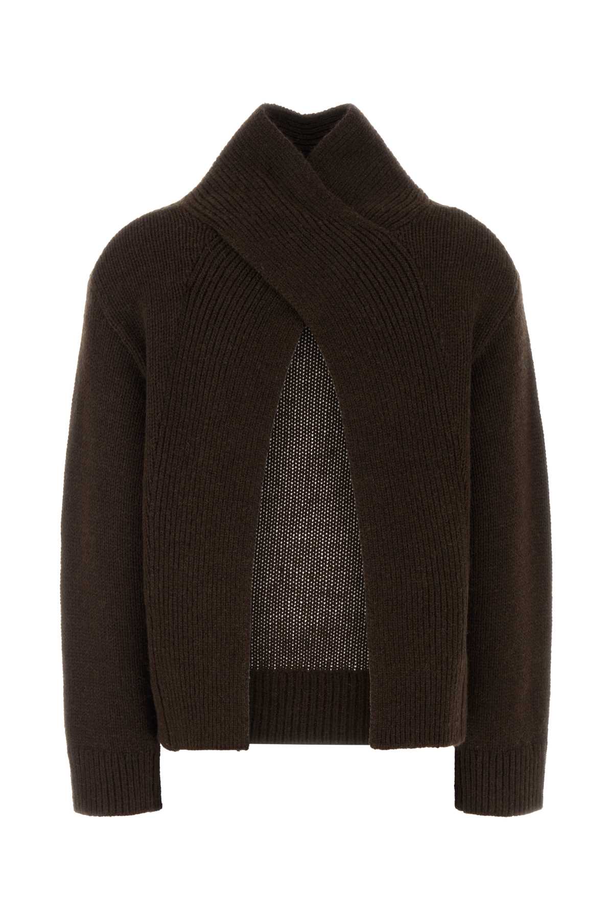 Ganni Brown Wool And Yak Sweater In Brown