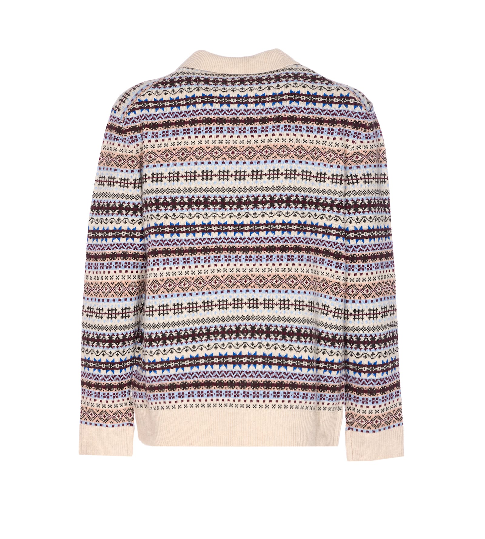 Nn07 Robbie Fair Isle Wool-blend Polo Sweater In Multi