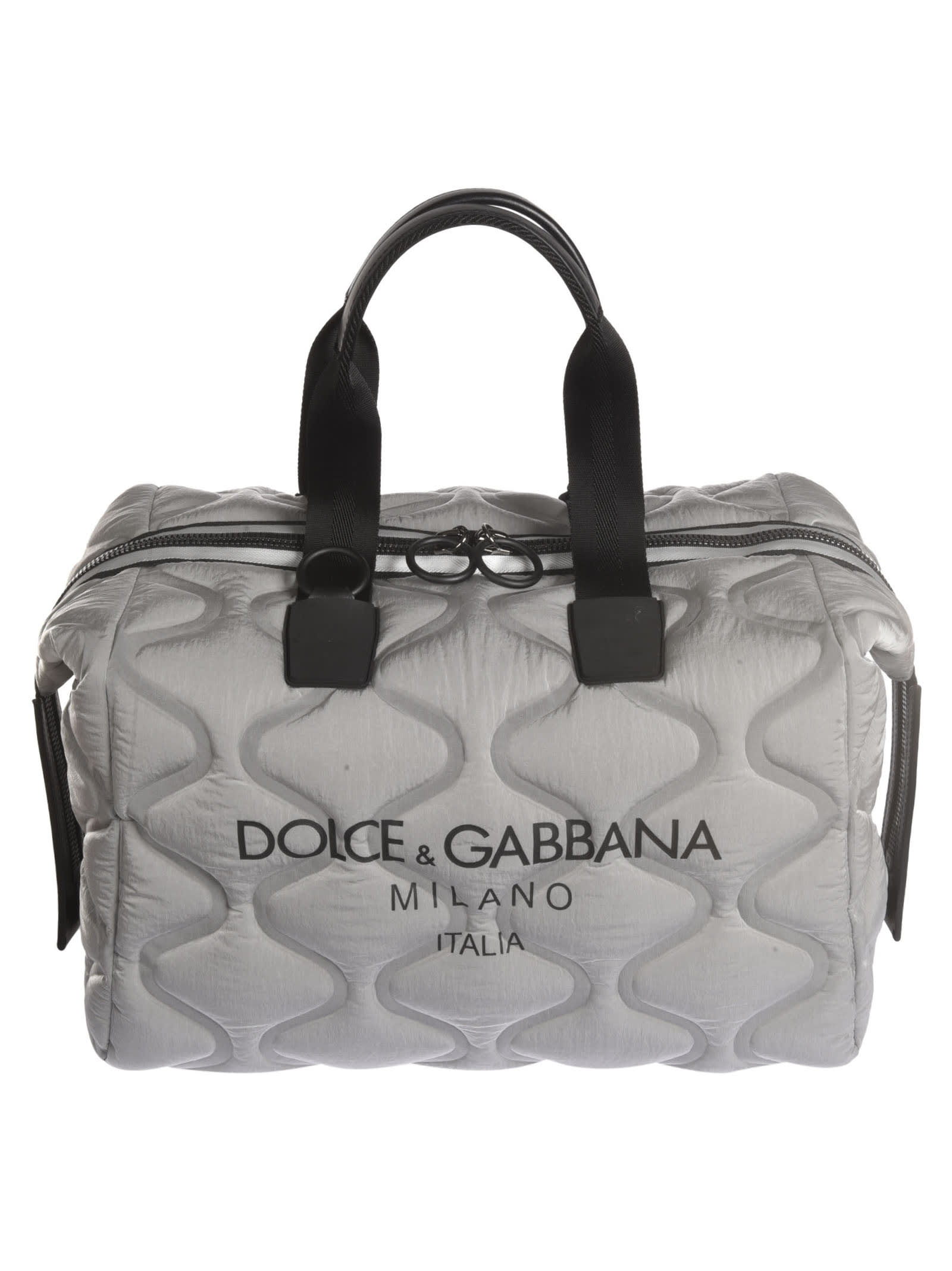 Dolce & Gabbana Logo Print Tote Bag In Silver