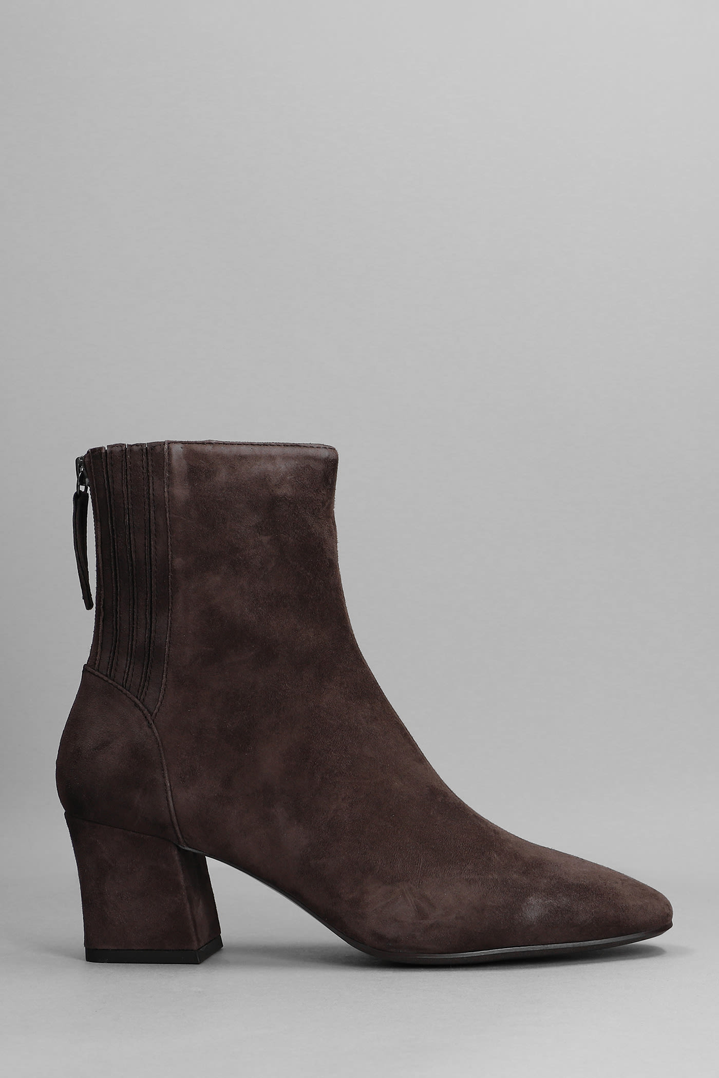 Ash Instant High Heels Ankle Boots In Brown Suede