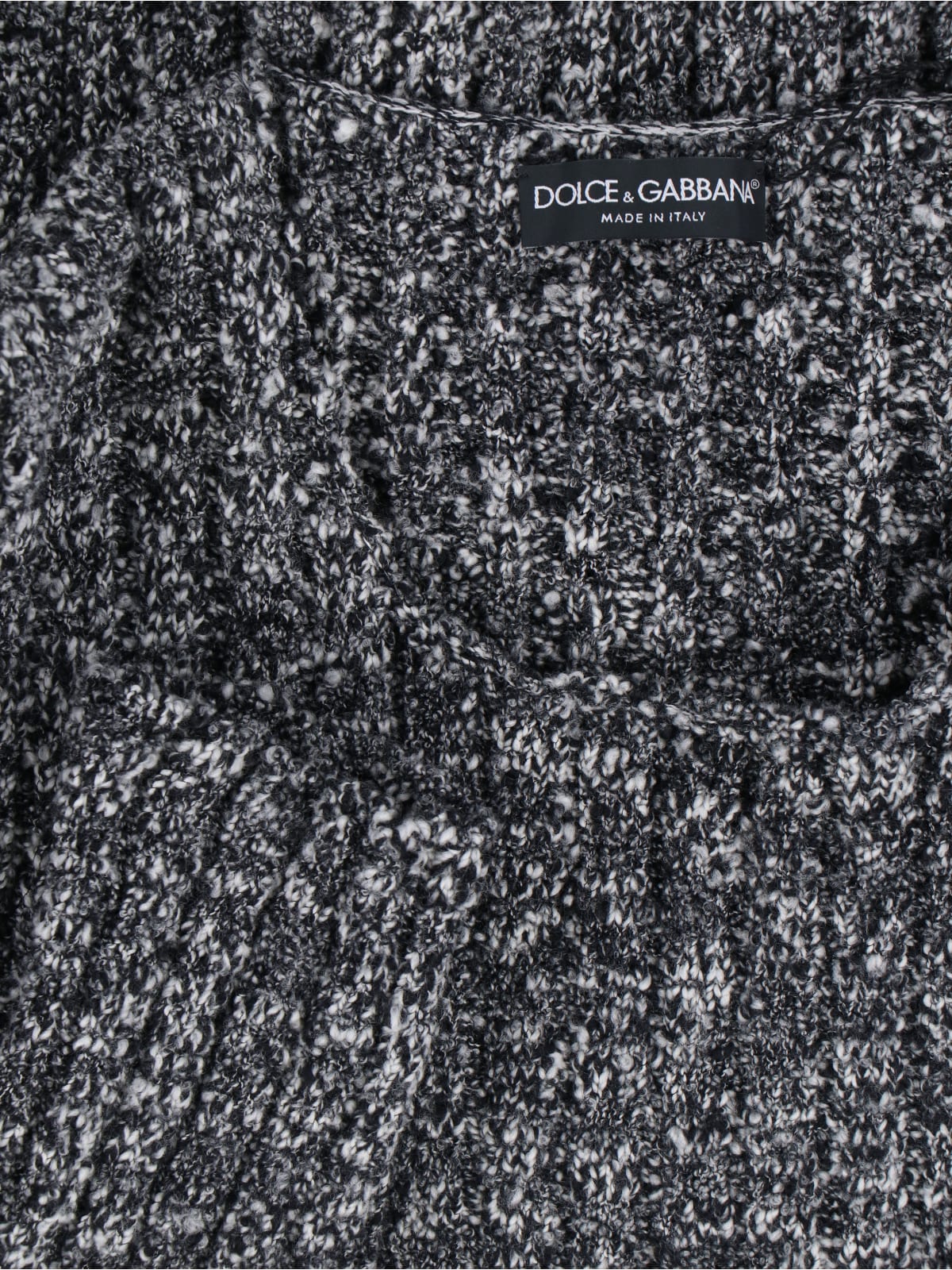 Dolce & Gabbana Textured Fabric Round Neck Long Sleeve Sweater In Gray