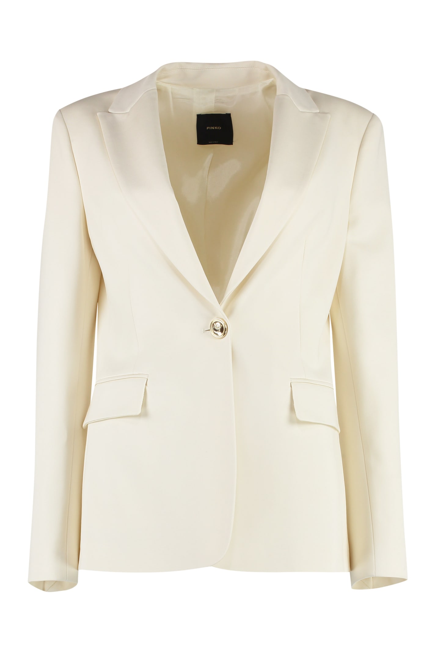 Shop Pinko Single-breasted One Button Jacket In Ivory