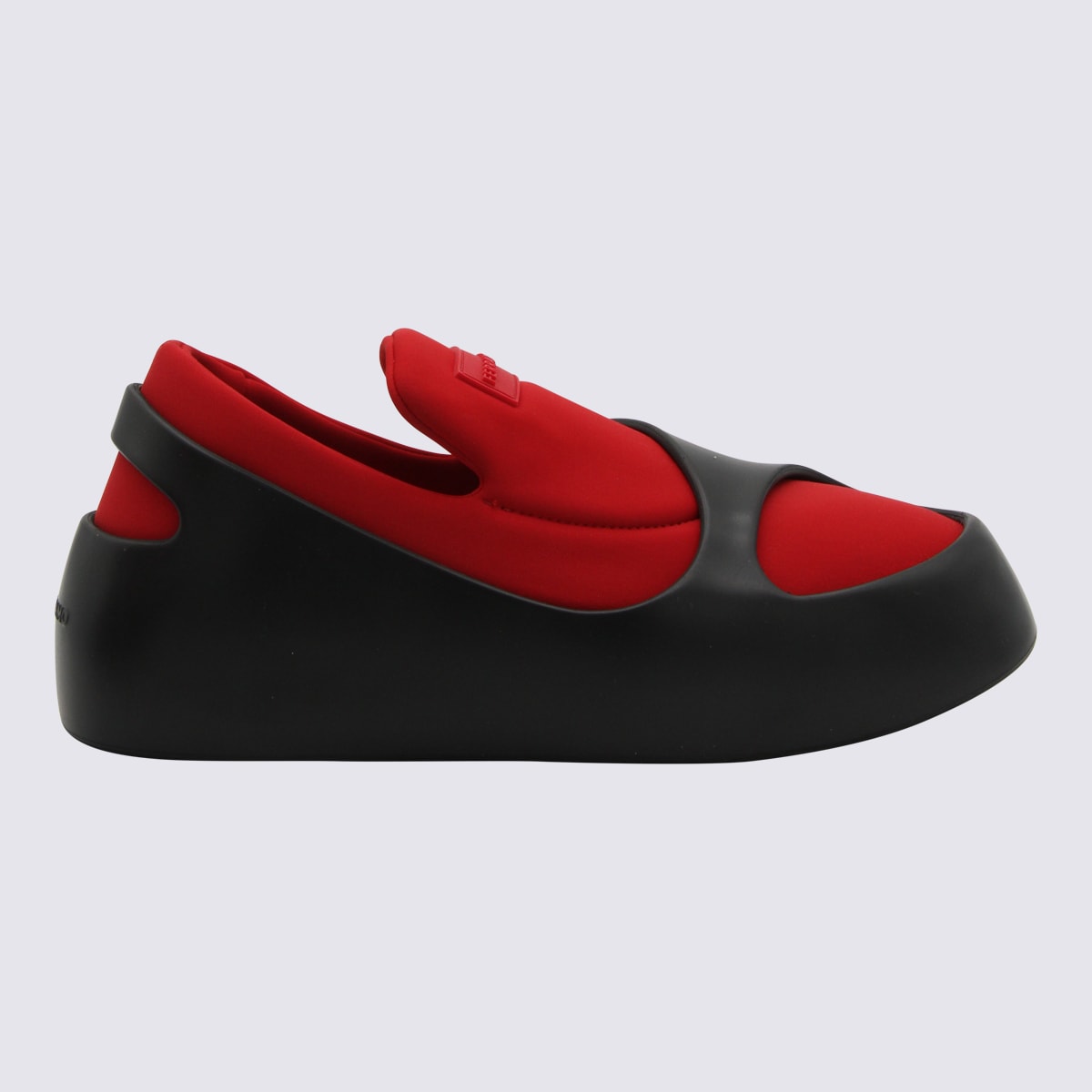 Shop Ferragamo Black And Red Lunar Sneakers In Black-red
