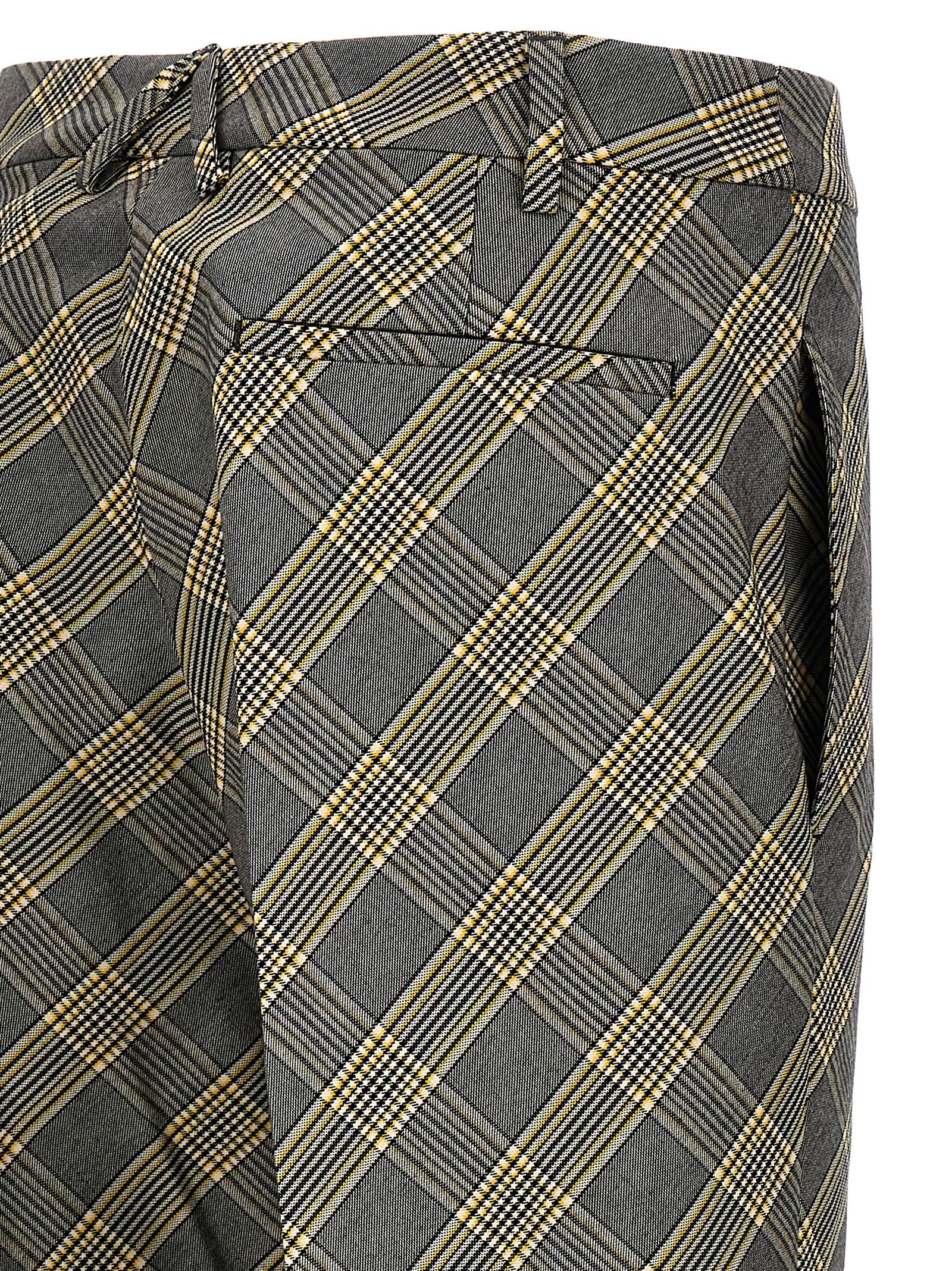 Ambush Check Print Cotton Trousers With Concealed Closure In Multicolor