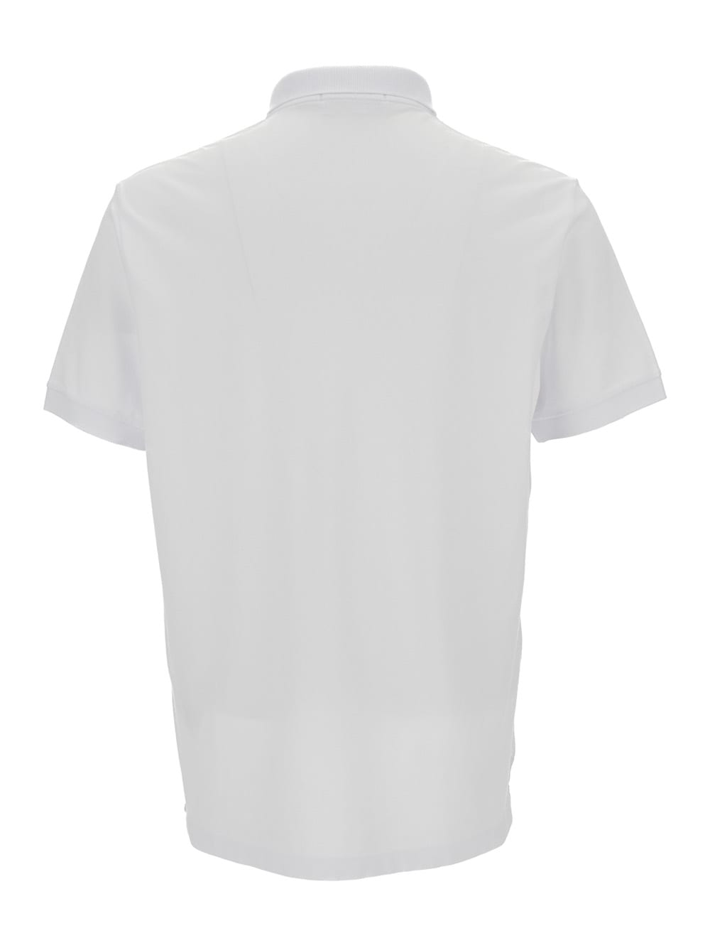 Shop Stone Island White Polo Shirt With Logo Patch In Stretch Cotton Man