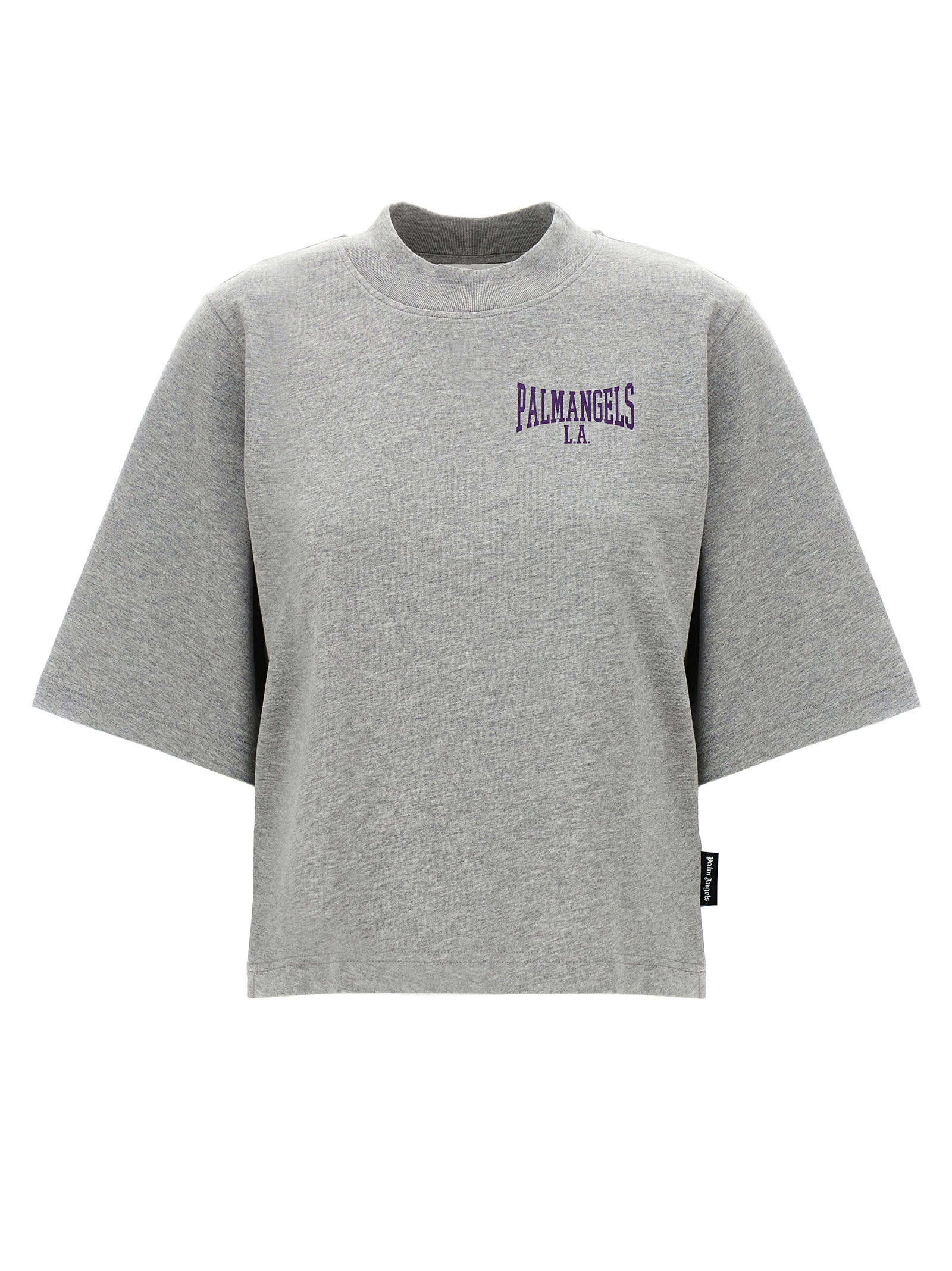 Shop Palm Angels College Cropped T-shirt In Gray