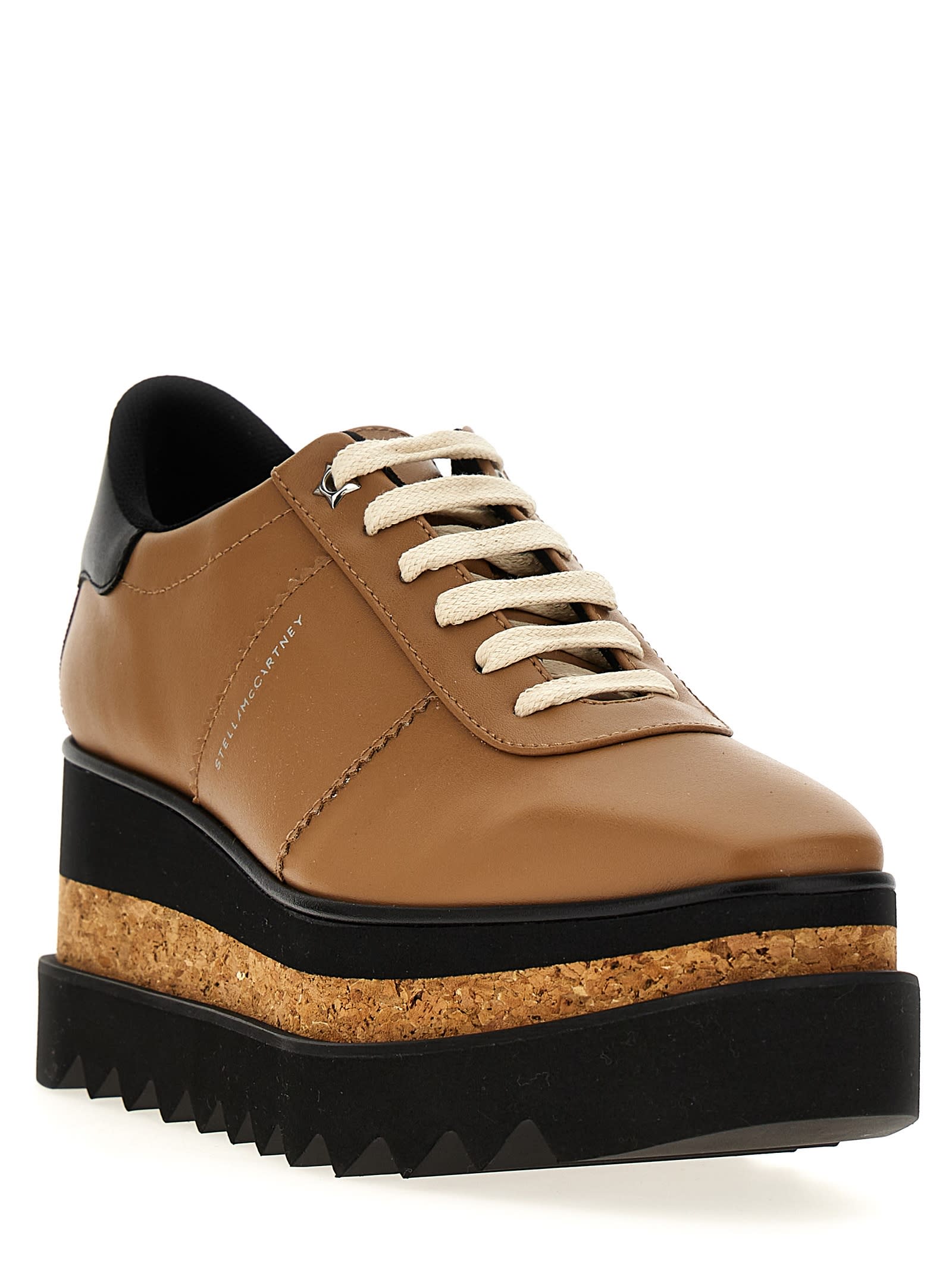 Stella Mccartney Wedge Platform Sneakers Heel Detail In Brown