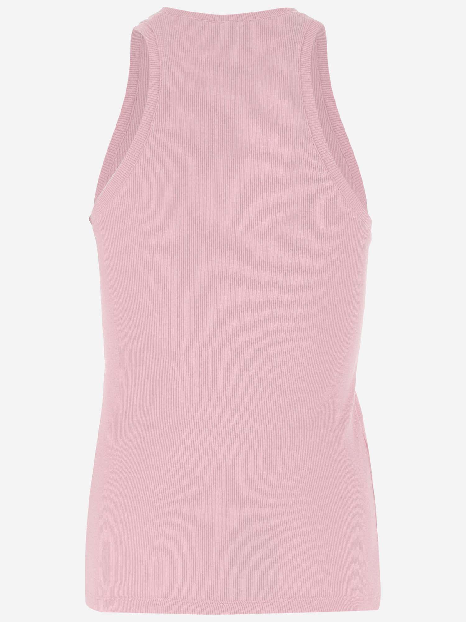 Shop Pinko Stretch Cotton Tank Top With Logo In Fumo Orchidea
