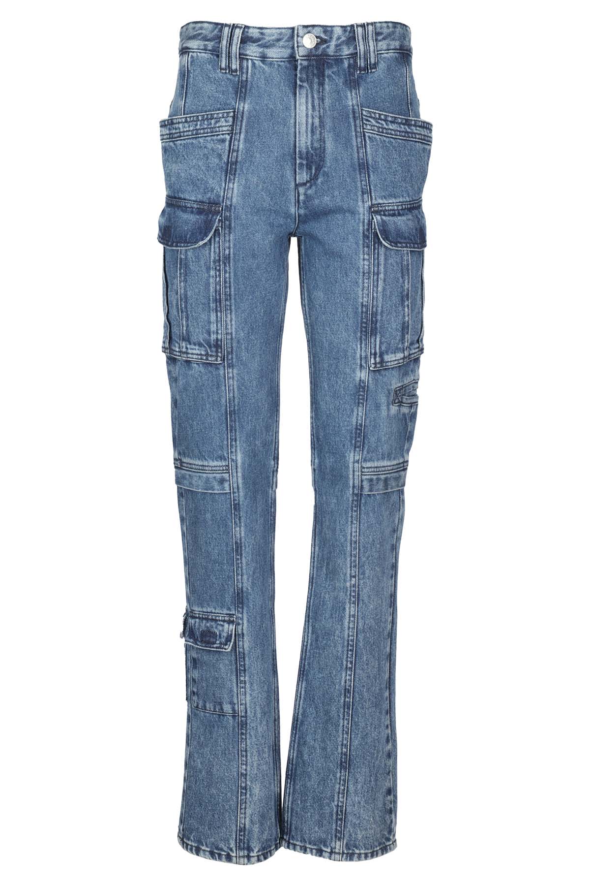 Isabel Marant Vokayo Utility Straight Leg Nonstretch Jeans In Bu Blu