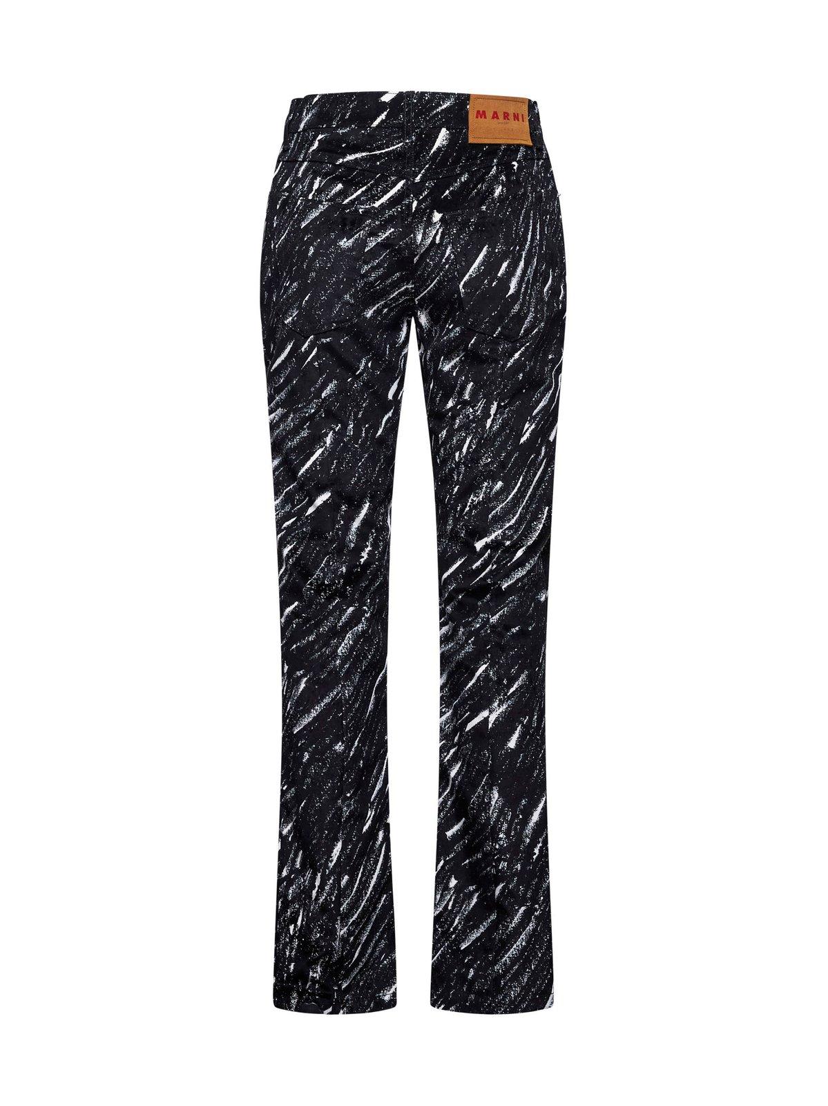 Shop Marni Crayon Flock Stretch Denim Jeans In Black