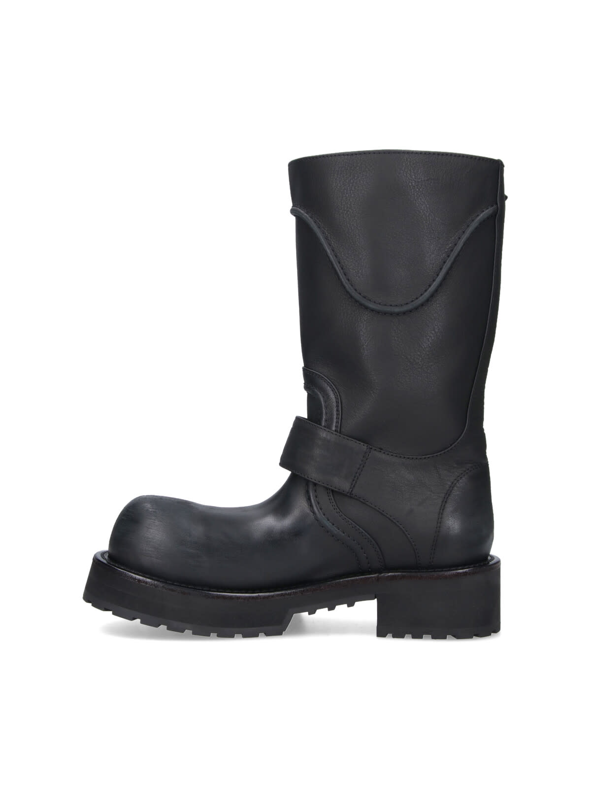 Balenciaga Textured Leather Ankle Boots With Chunky Sole In Black