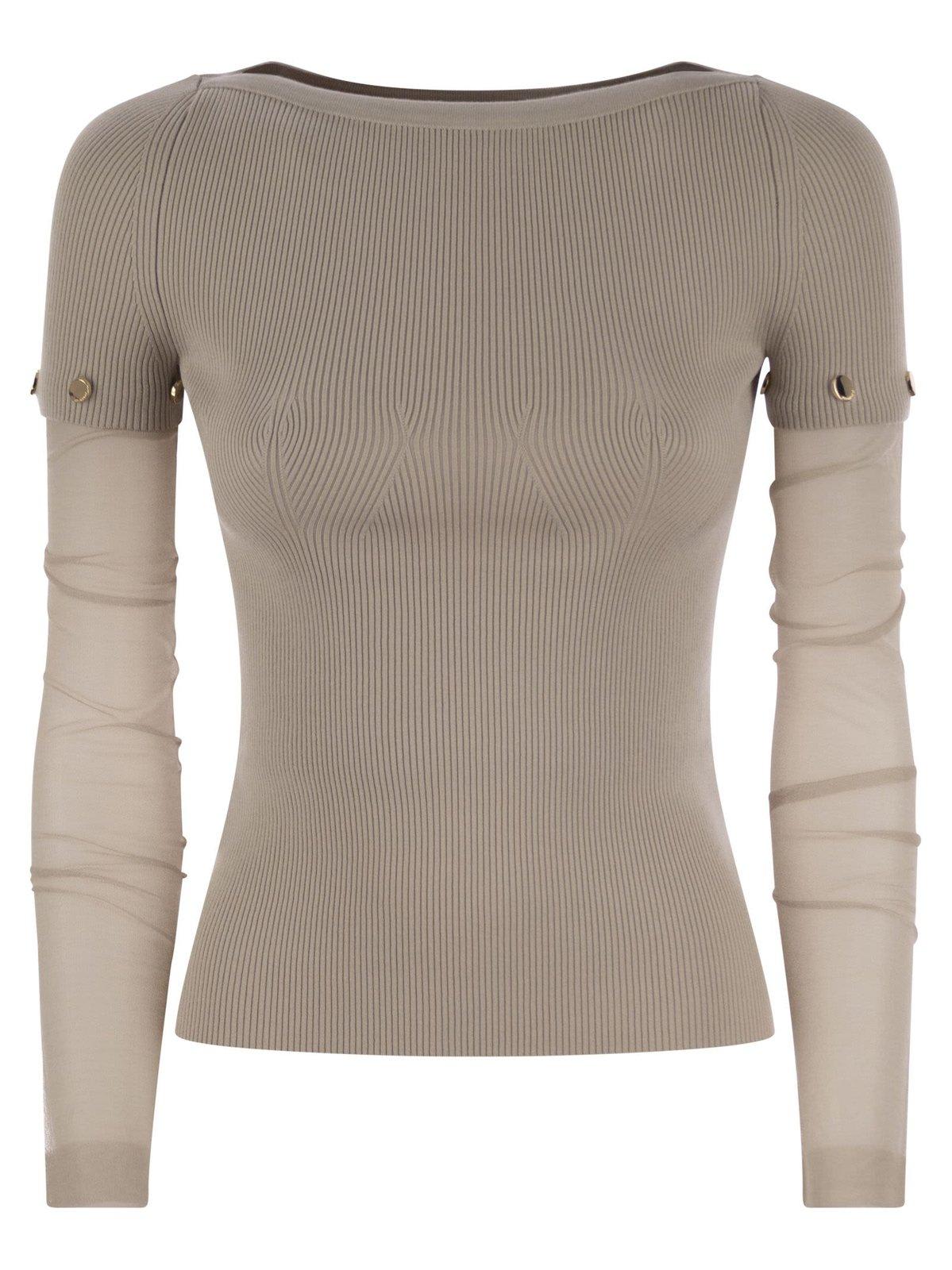 Boat Neck Long-sleeved Jumper