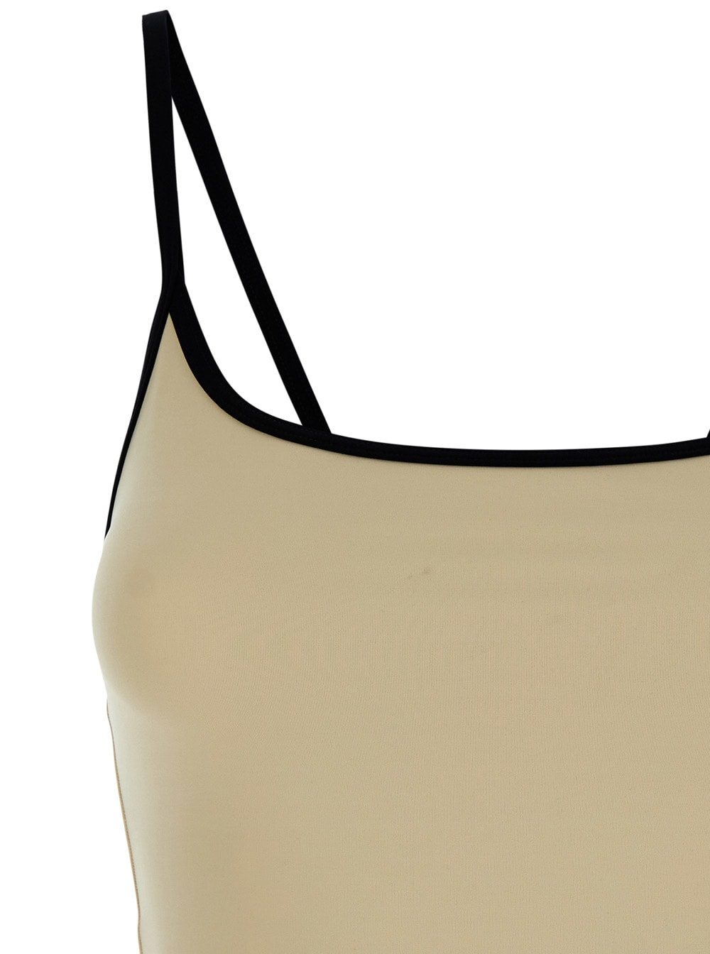 Shop Totême Beige Swimsuit With Shoulder Straps In Techno Fabric Woman In White