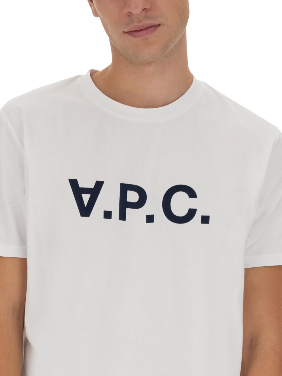 Shop Apc T-shirt With V.p.c Logo In Blue