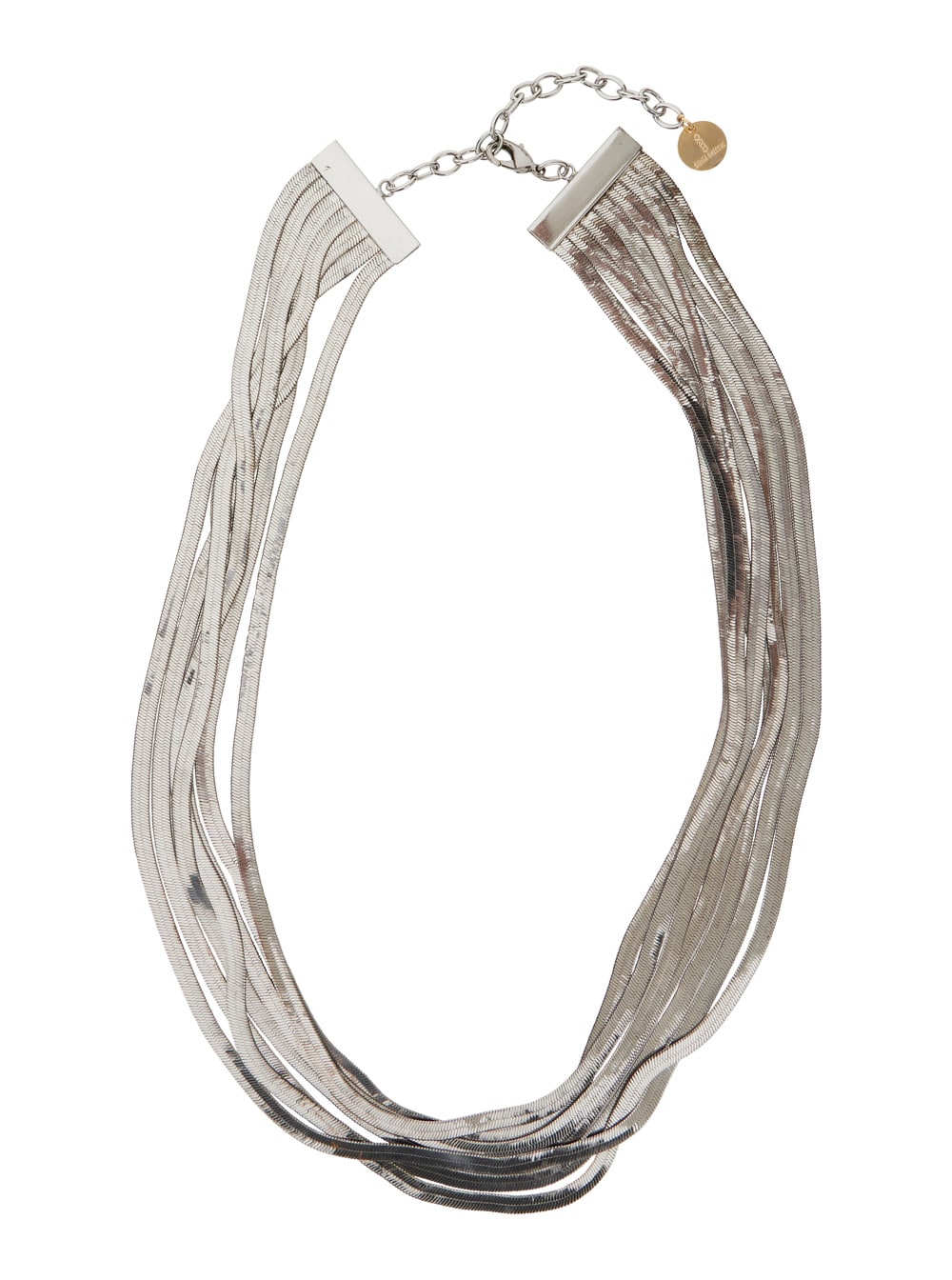 imperial Long Silver-colored Necklace With Adjustable Clasp And Metallic Pendant With Logo In Brass Woman