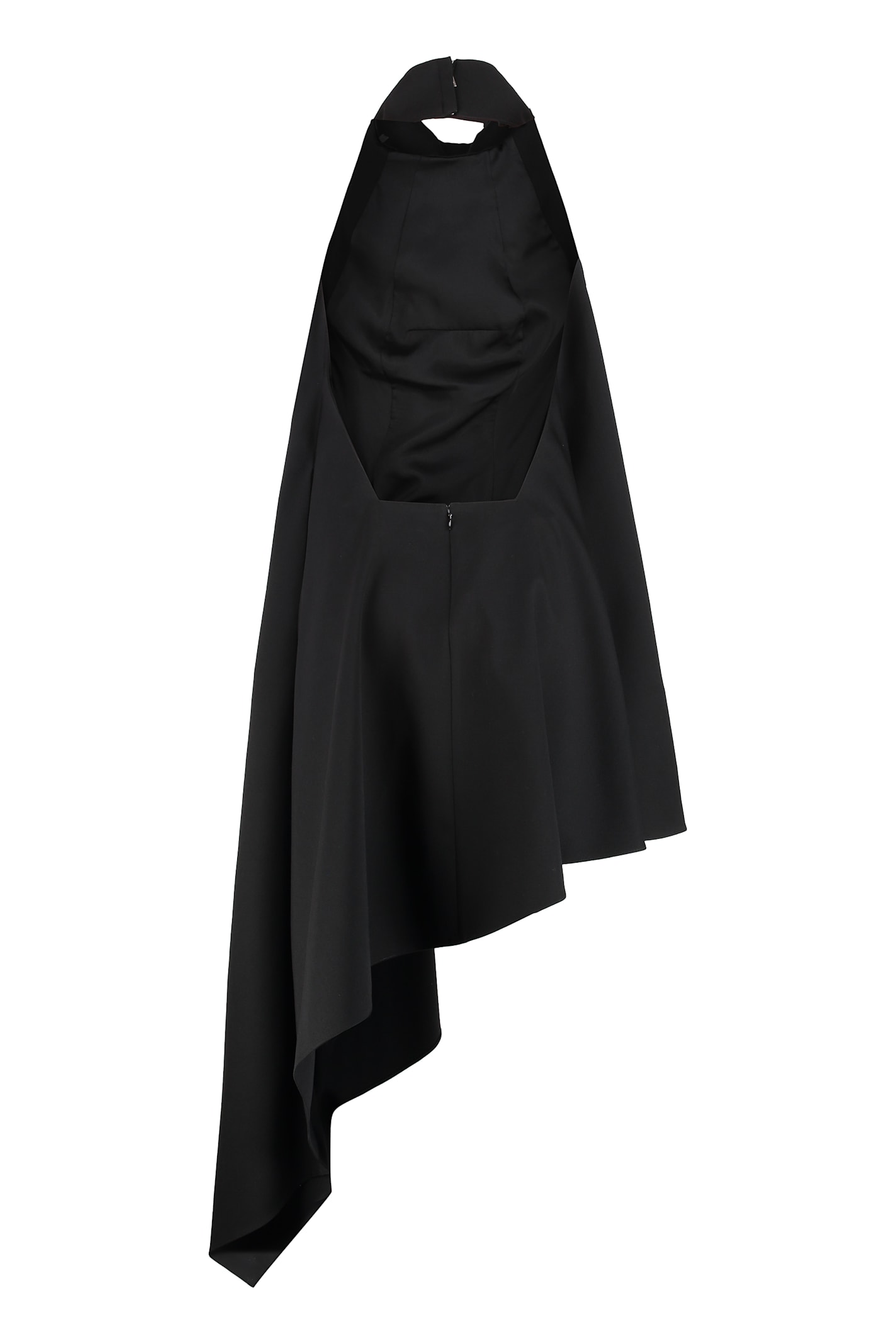 Givenchy Asymmetrical Draped Dress In Wool In Black
