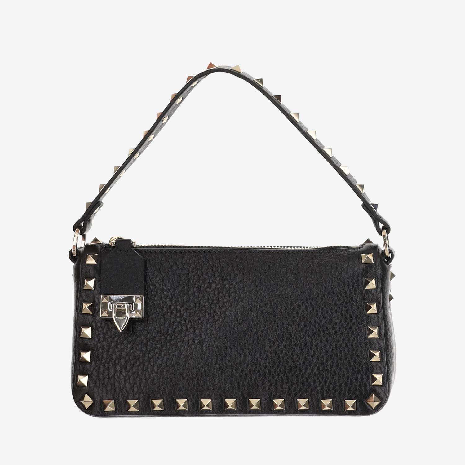 Shop Valentino Mall Leather Rockstud Shoulder Bag In Black