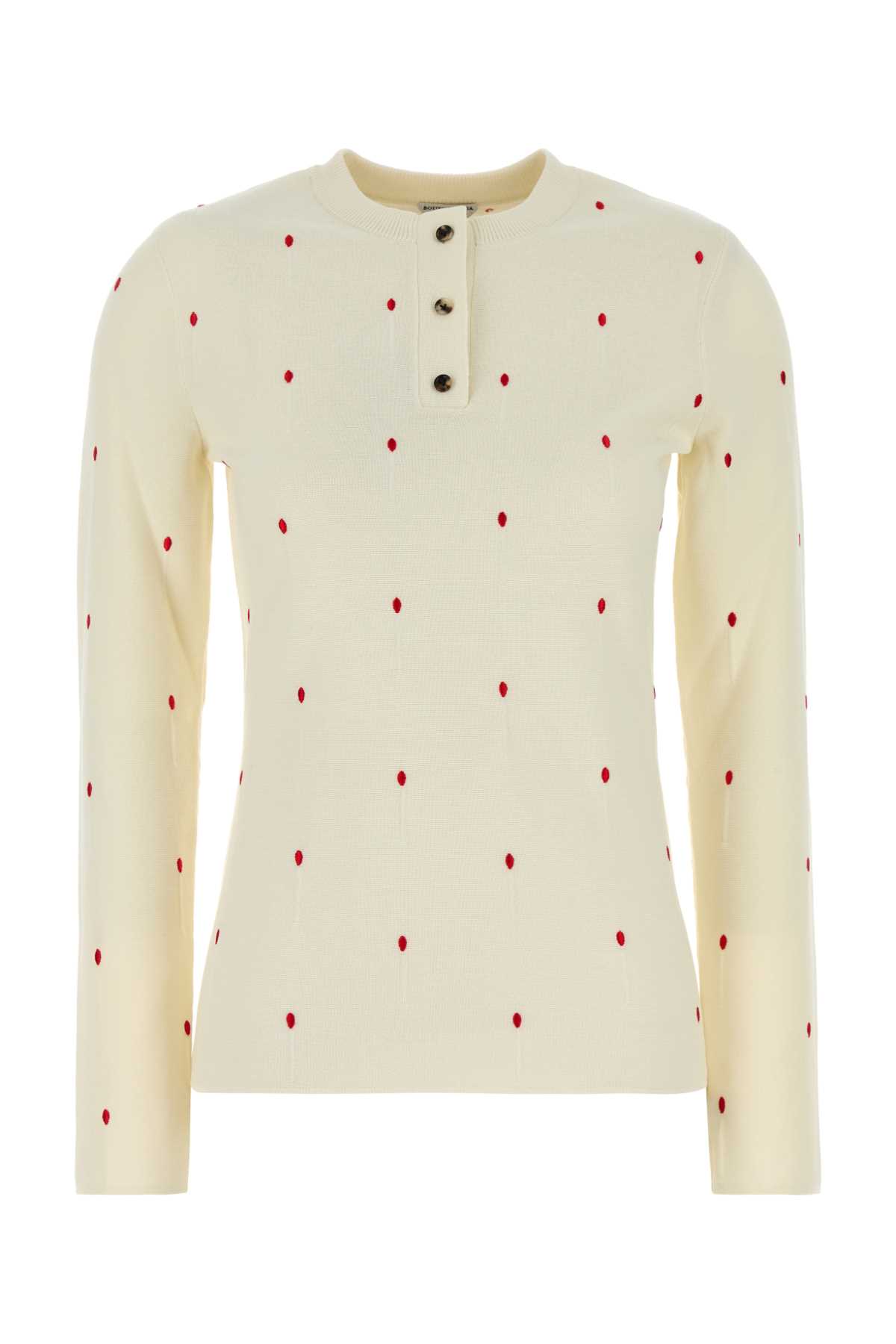 Bottega Veneta Women Embroidered Cotton Blend Sweater In Neutral