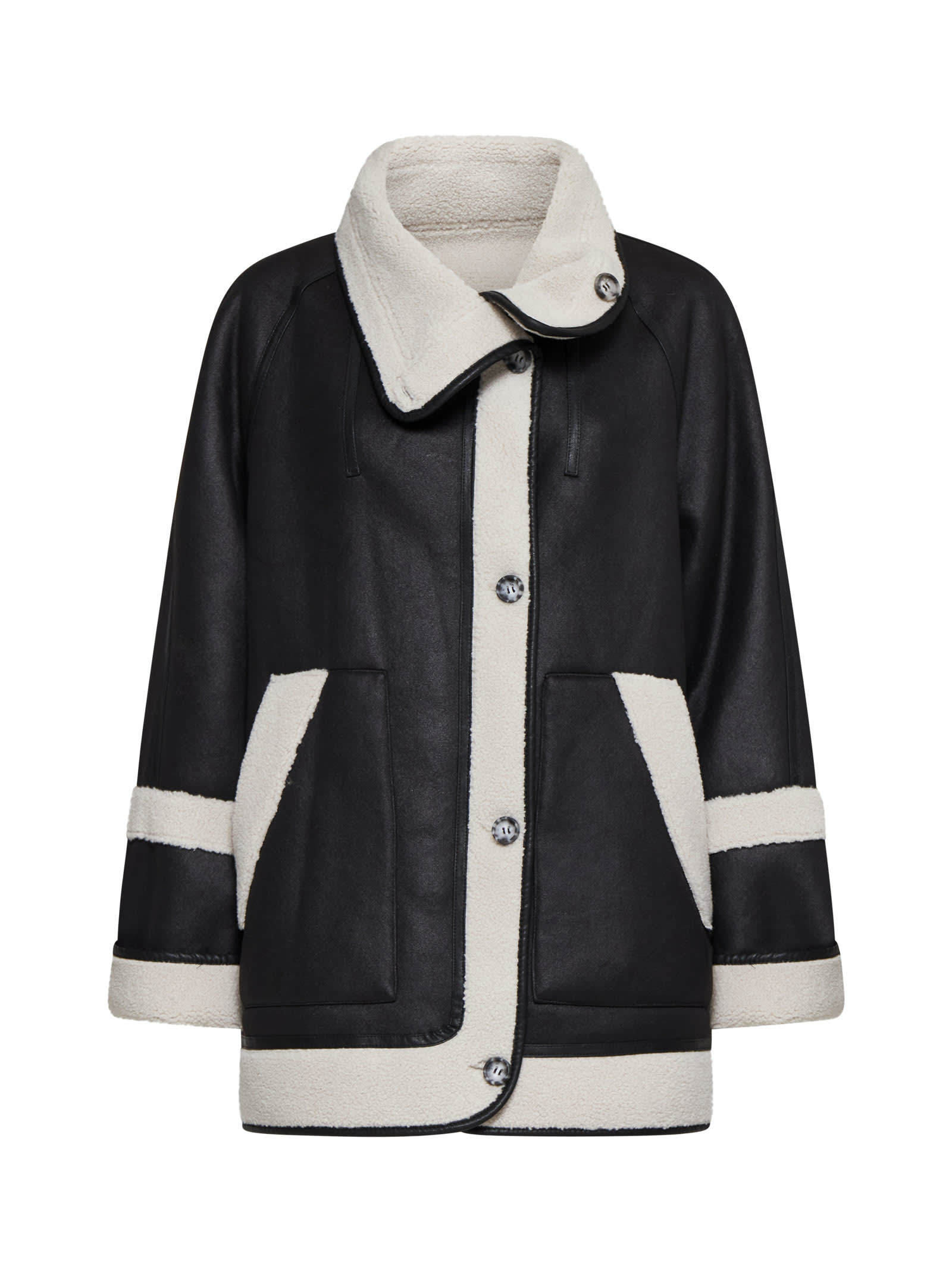 Shop Urbancode Coat In Black-cream