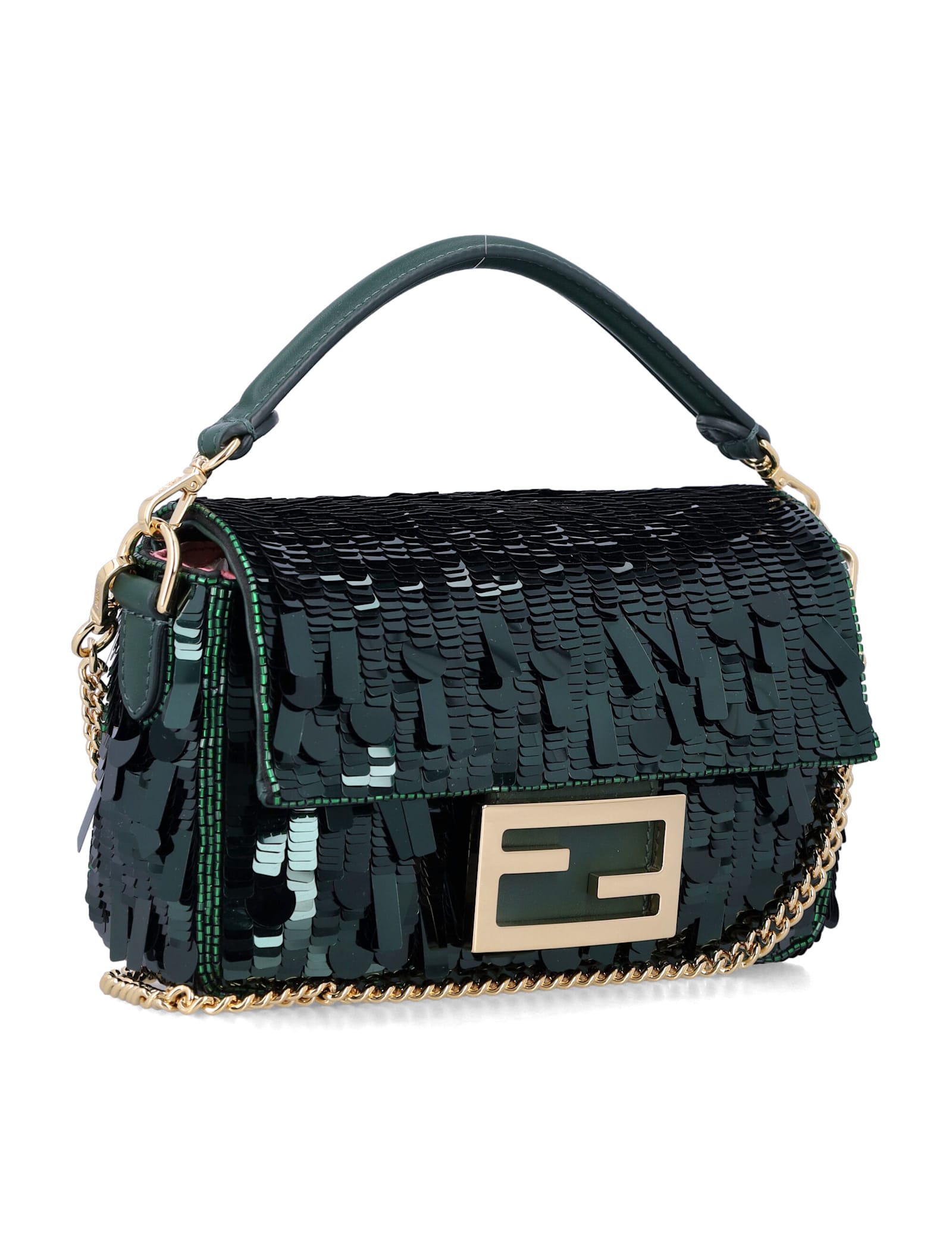 Fendi Baguette® Mini Bag With Green Sequins In Green