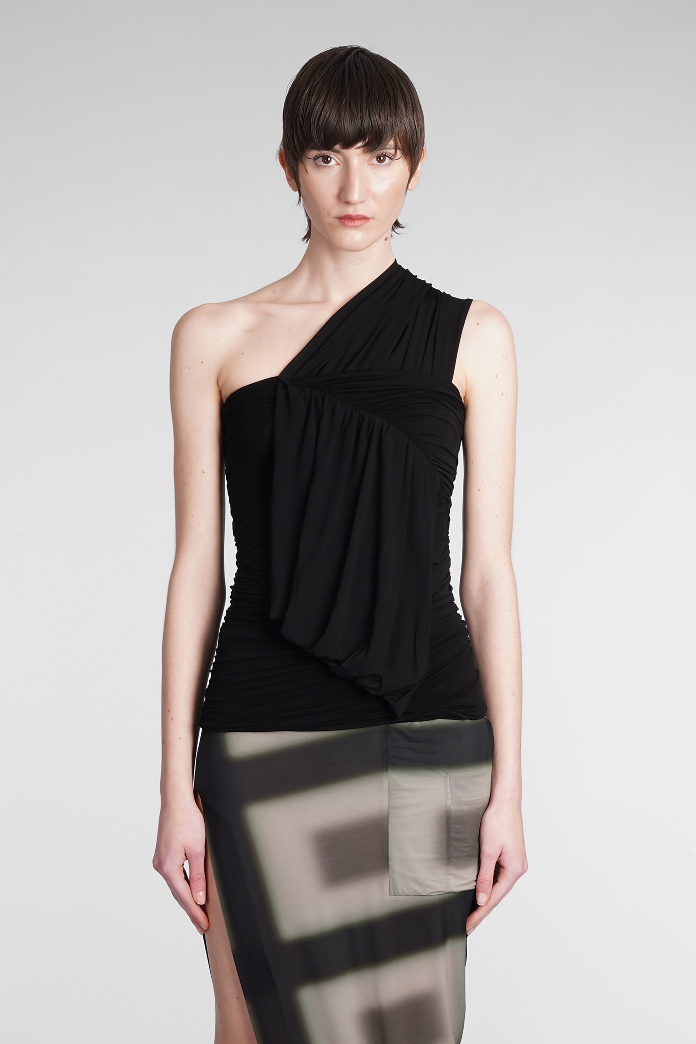 Rick Owens Edfu Top Topwear In Black Polyamide Polyester