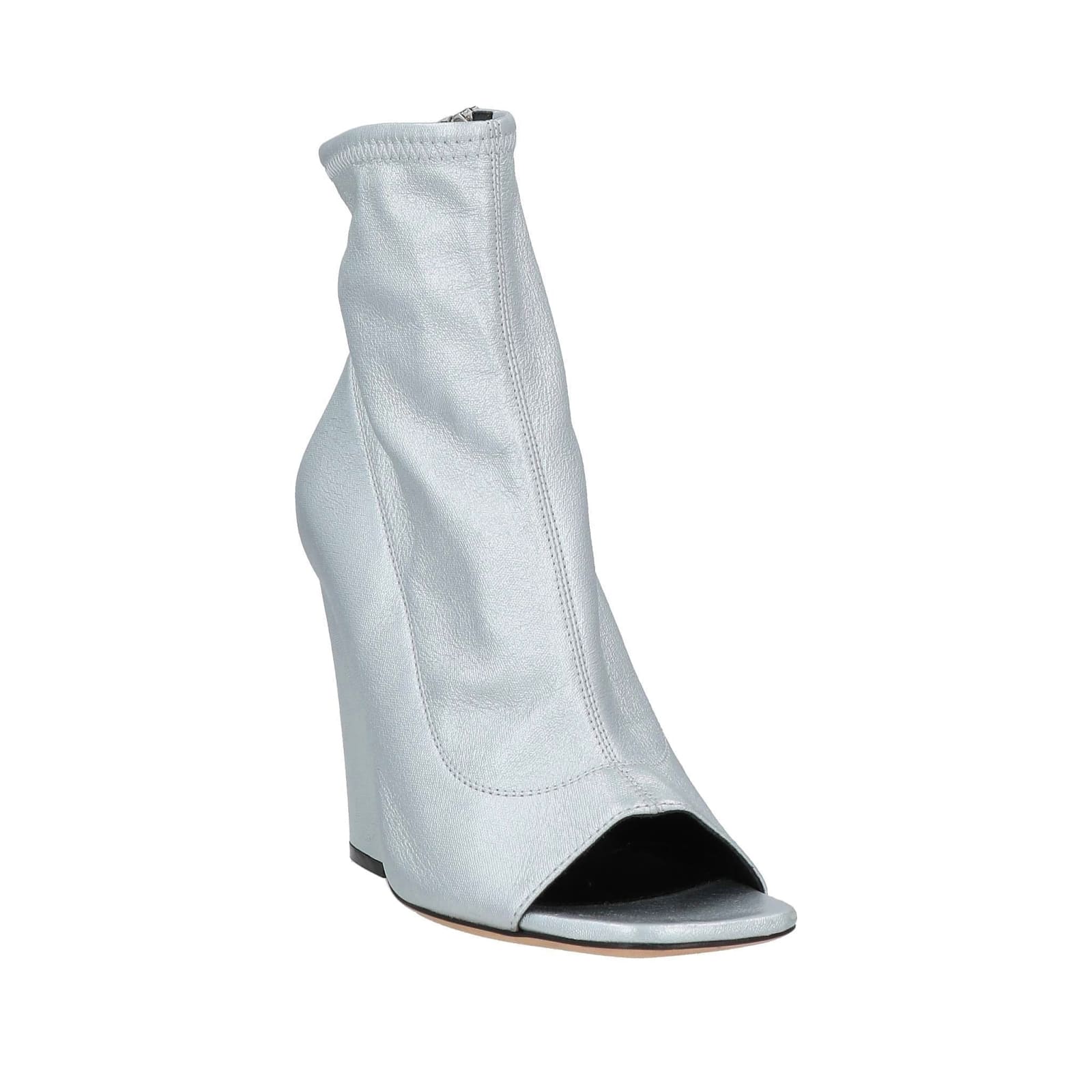 Shop Sergio Rossi Laminated Ankle Boots In Silver