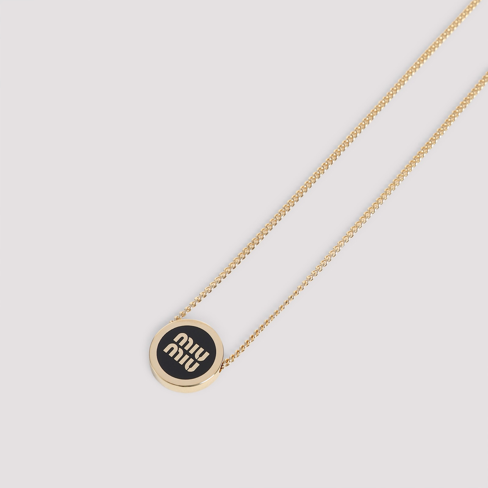 Miu Miu Adjustable Chain Necklace With Pendant Detail In Black