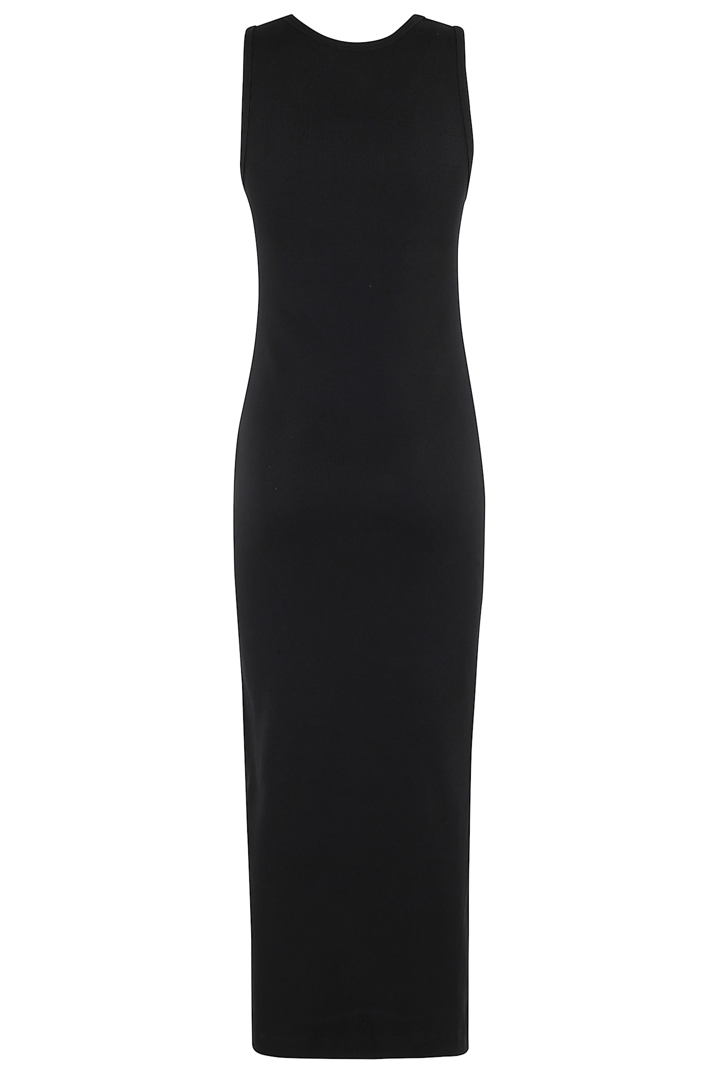 Maison Kitsuné Black Baby Fox Ribbed Tank Midi Dress In Black