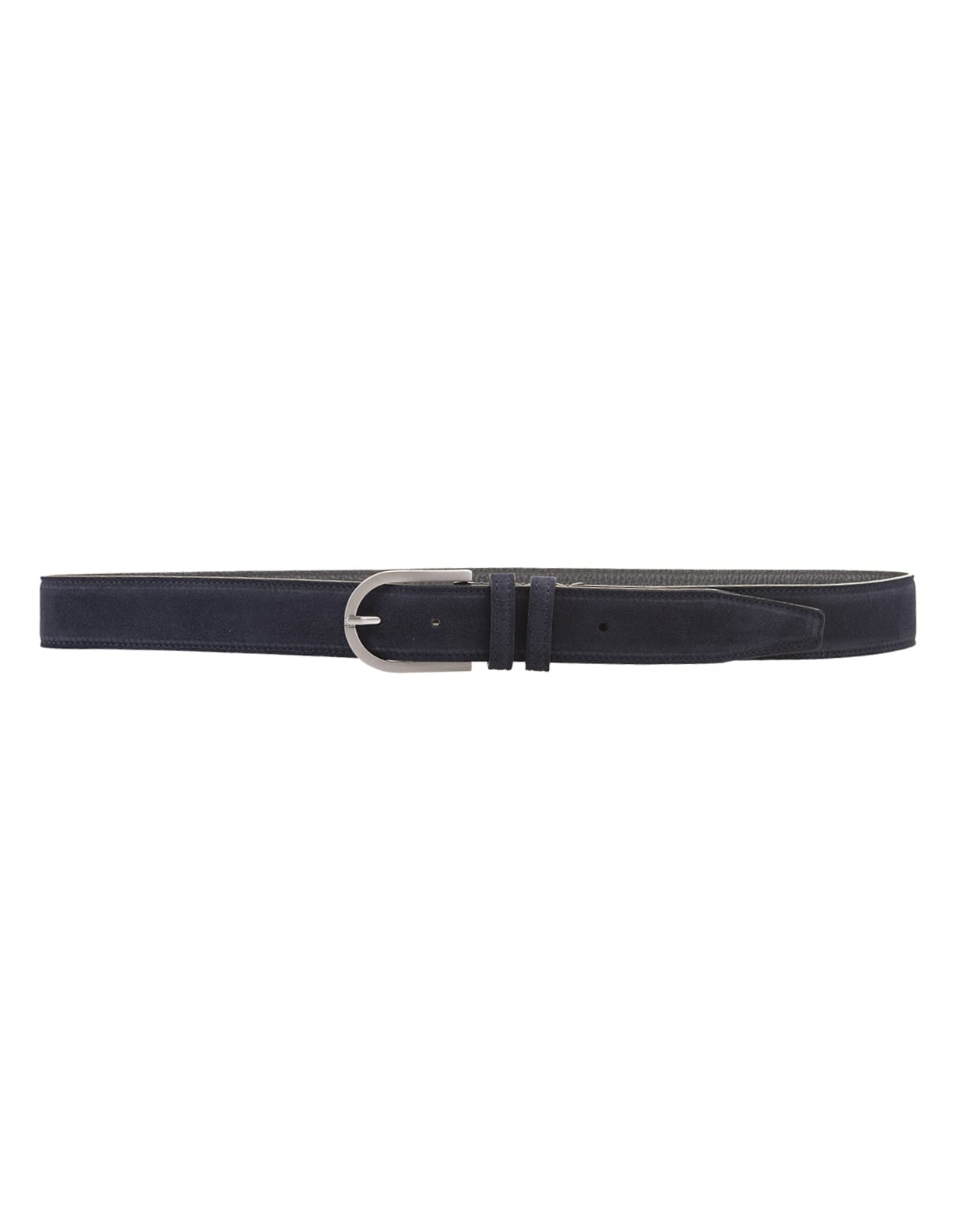 Blue Suede Belt With Silver Buckle