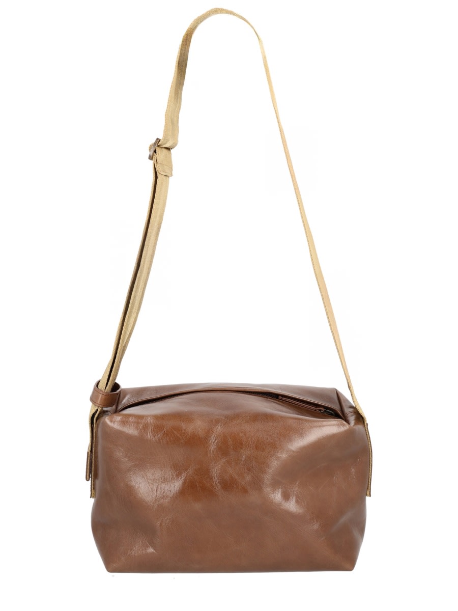 Uma Wang Rectangular Shoulder Bag Adjustable Strap In Brown