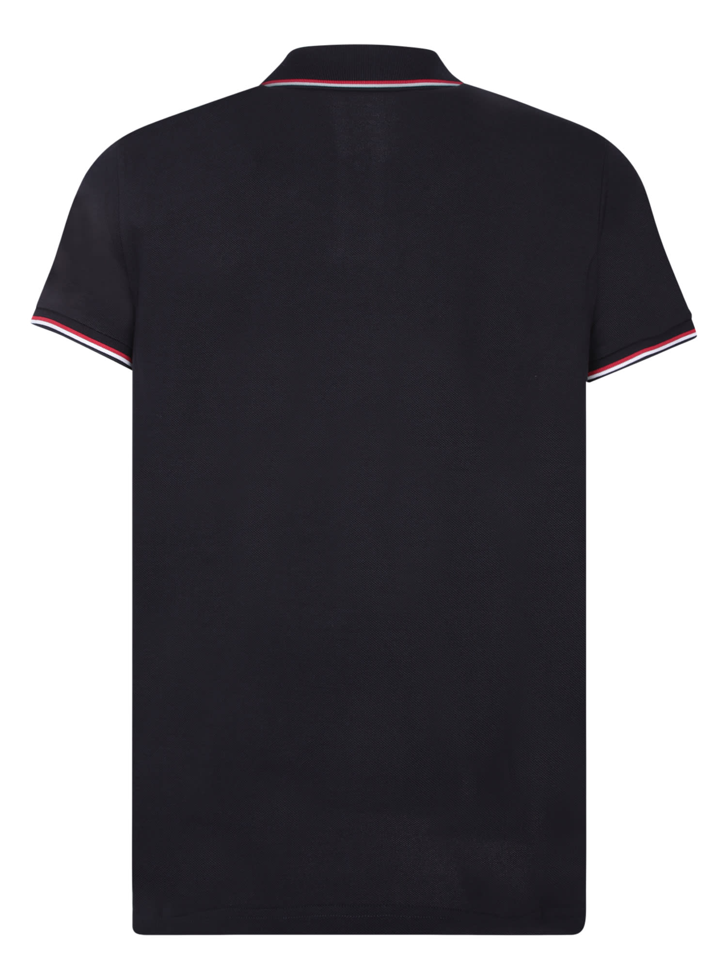 Moncler Men Tricolor-trimmed Cotton Piquet Polo Shirt Navy In Black