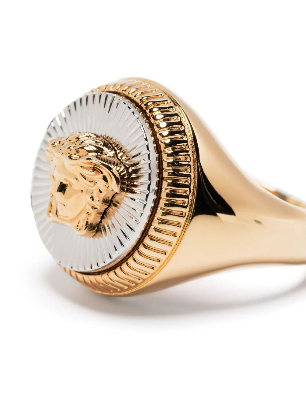 Shop Versace Ring Metal In  Gold Palladium