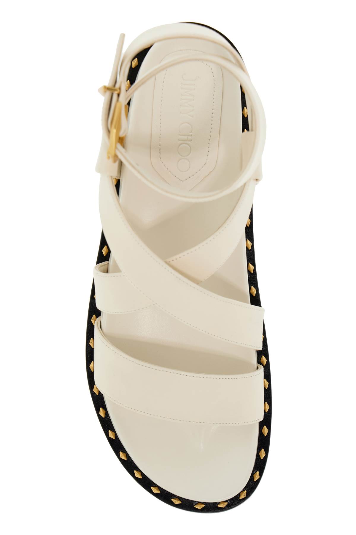 Shop Jimmy Choo Blaise Flat Sandals In Latte Gold (white)