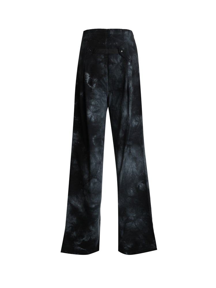 Shop Darkpark Wide-leg Trousers With Tie-dye Motif In Black/grey