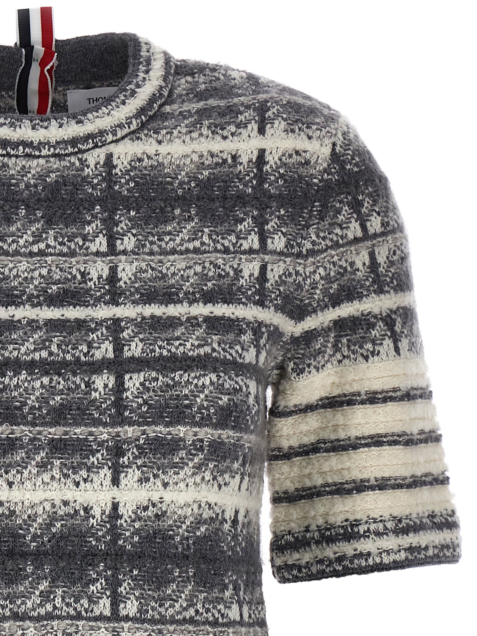 Shop Thom Browne Tartan Sweater In Grey