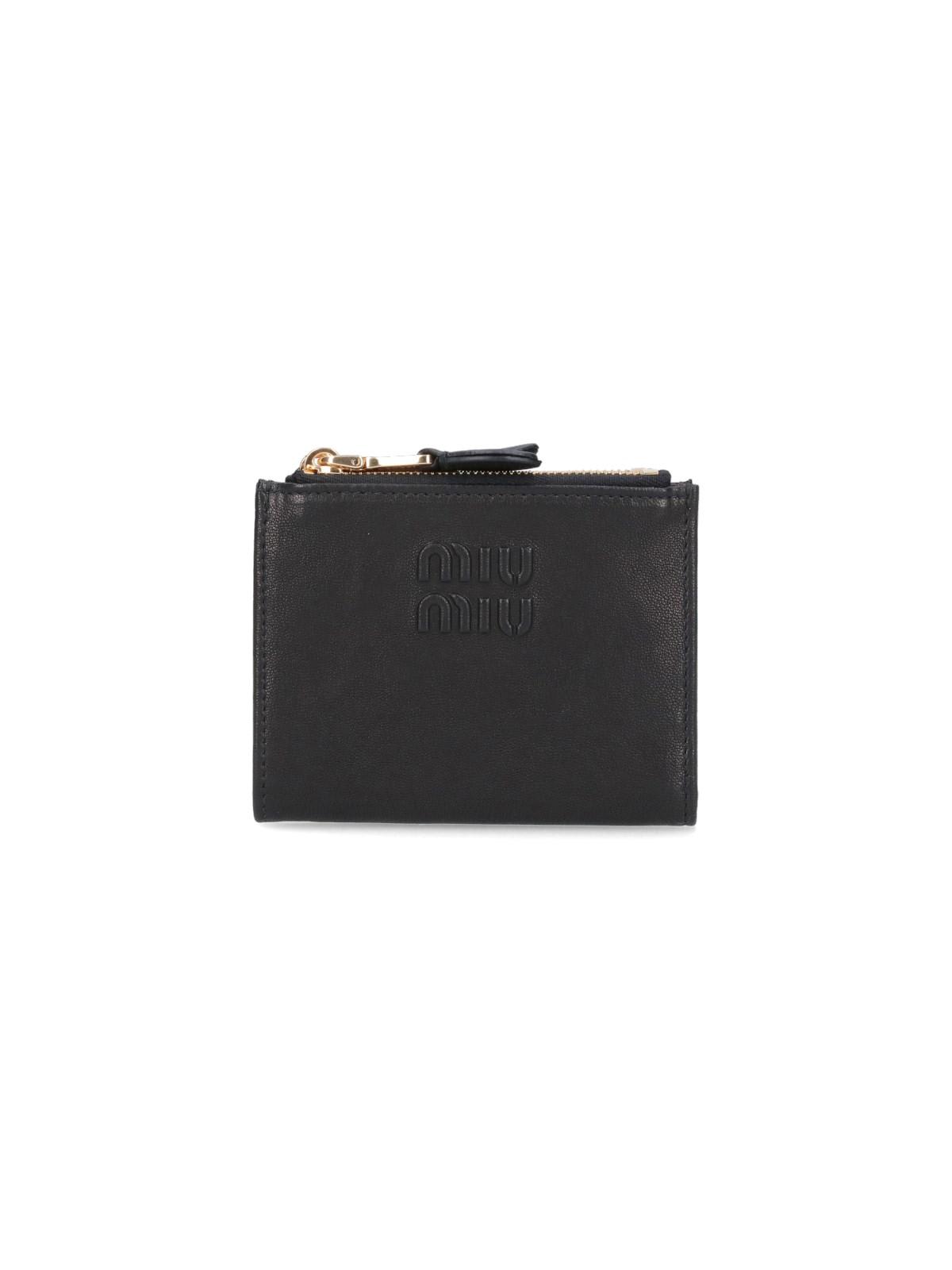 Shop Miu Miu Small Logo Wallet In Nero
