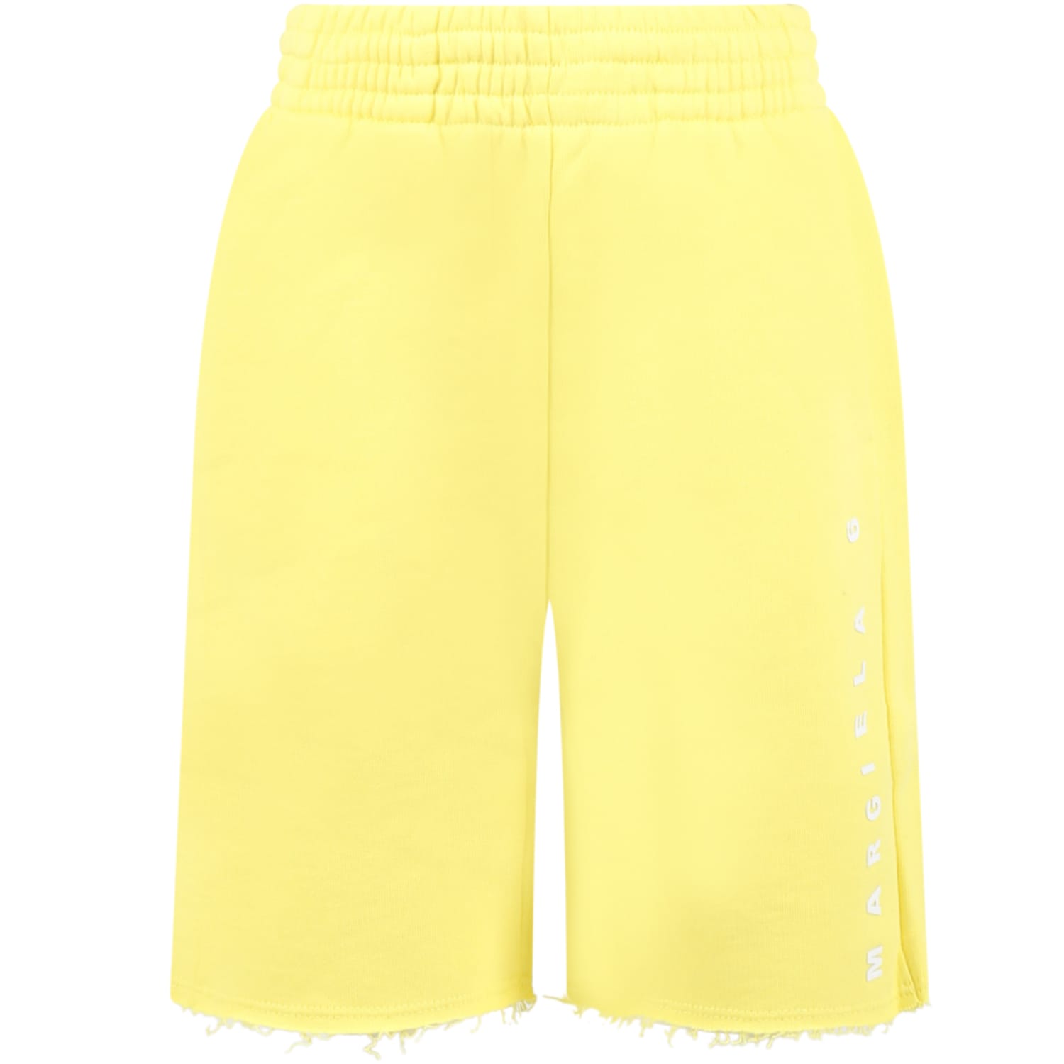Mm6 Maison Margiela Kids' Yellow Shorts For Boy With White Logo