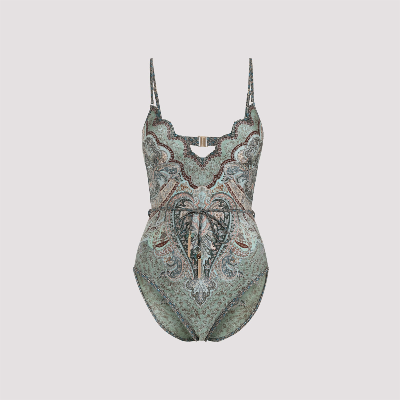 Zimmermann Wanderlust Scallop One-piece In Green