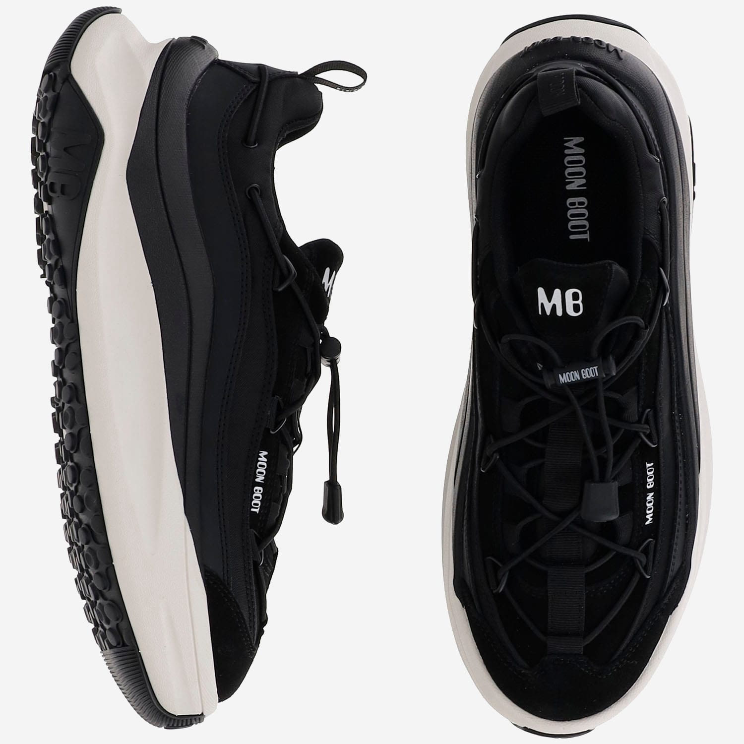 Moon Boot Blackwhite Round Toe Sneakers In Black