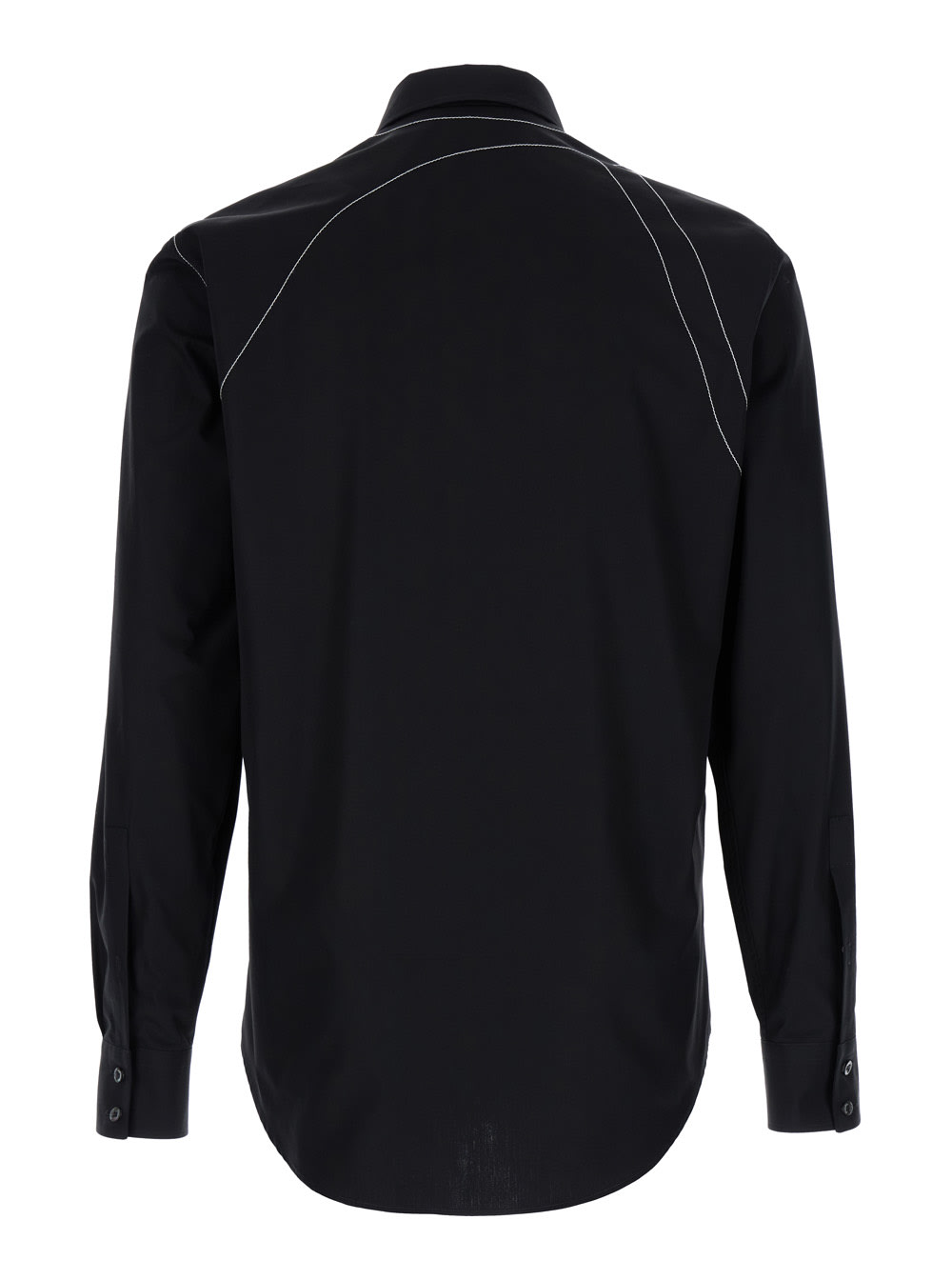 Shop Alexander Mcqueen Black Shirt With White Stitchings In Cotton Man