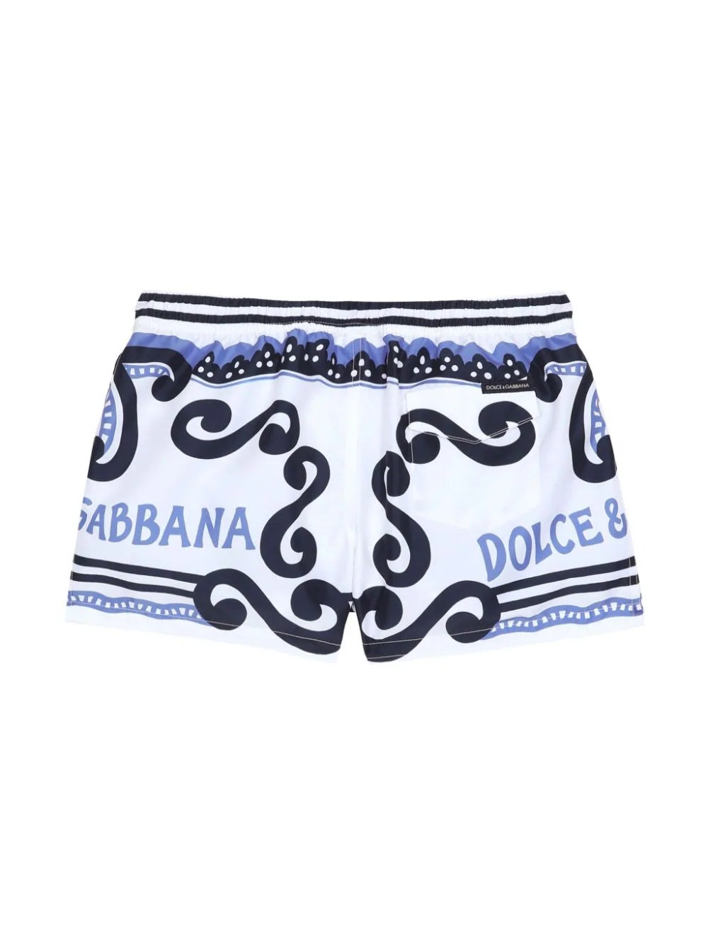 Shop Dolce & Gabbana Swim Shorts With Marina Print In Blue