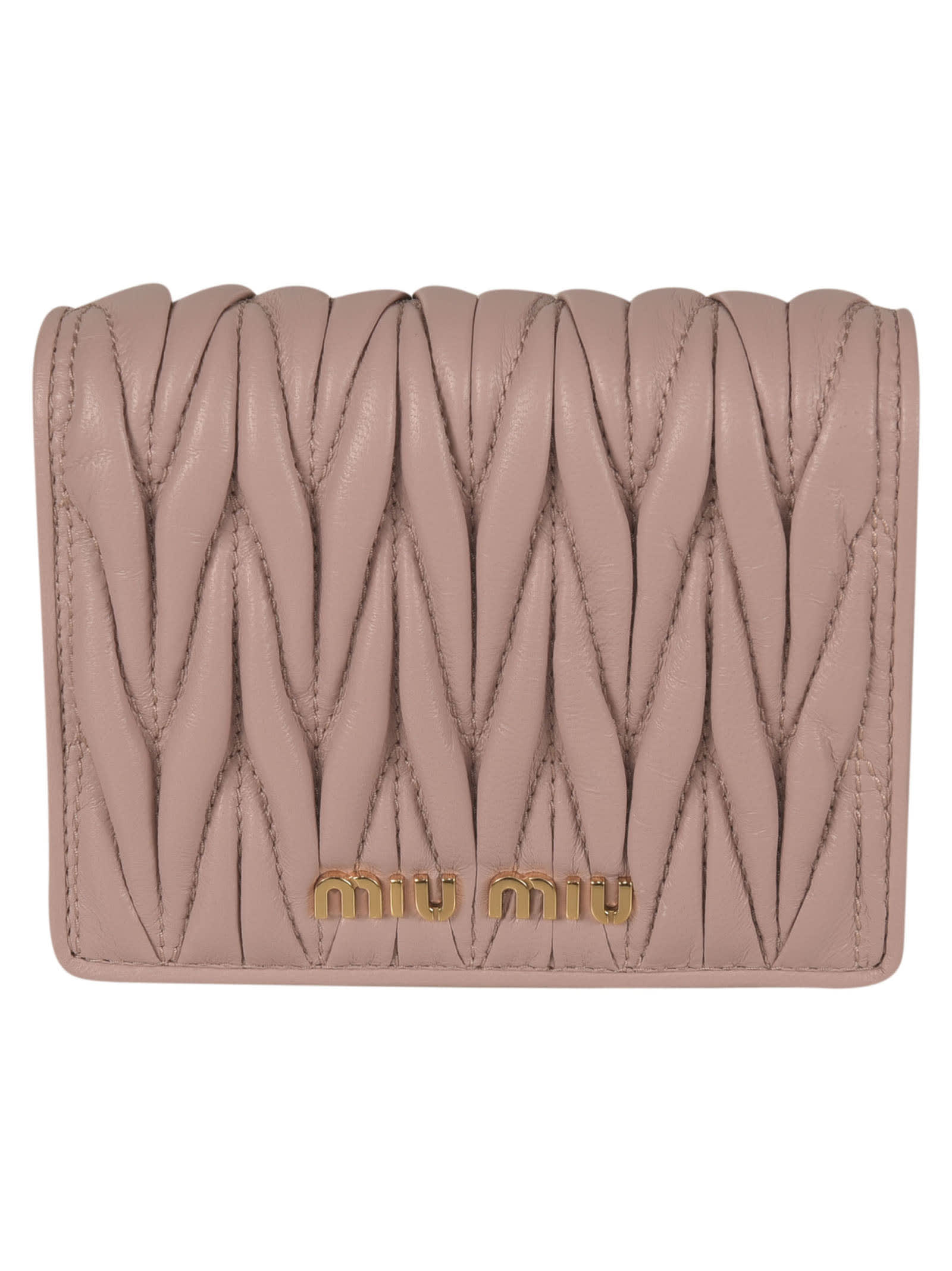 Miu Miu Metal Logo Button-snap Wallet