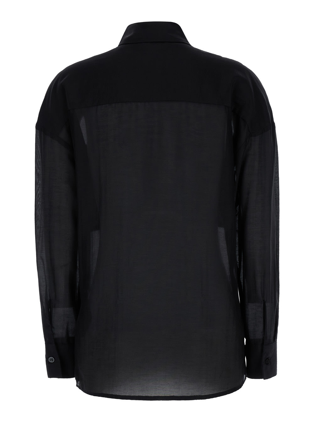 Shop Semicouture Black Semi-sheer Shirt In Silk Blend Woman