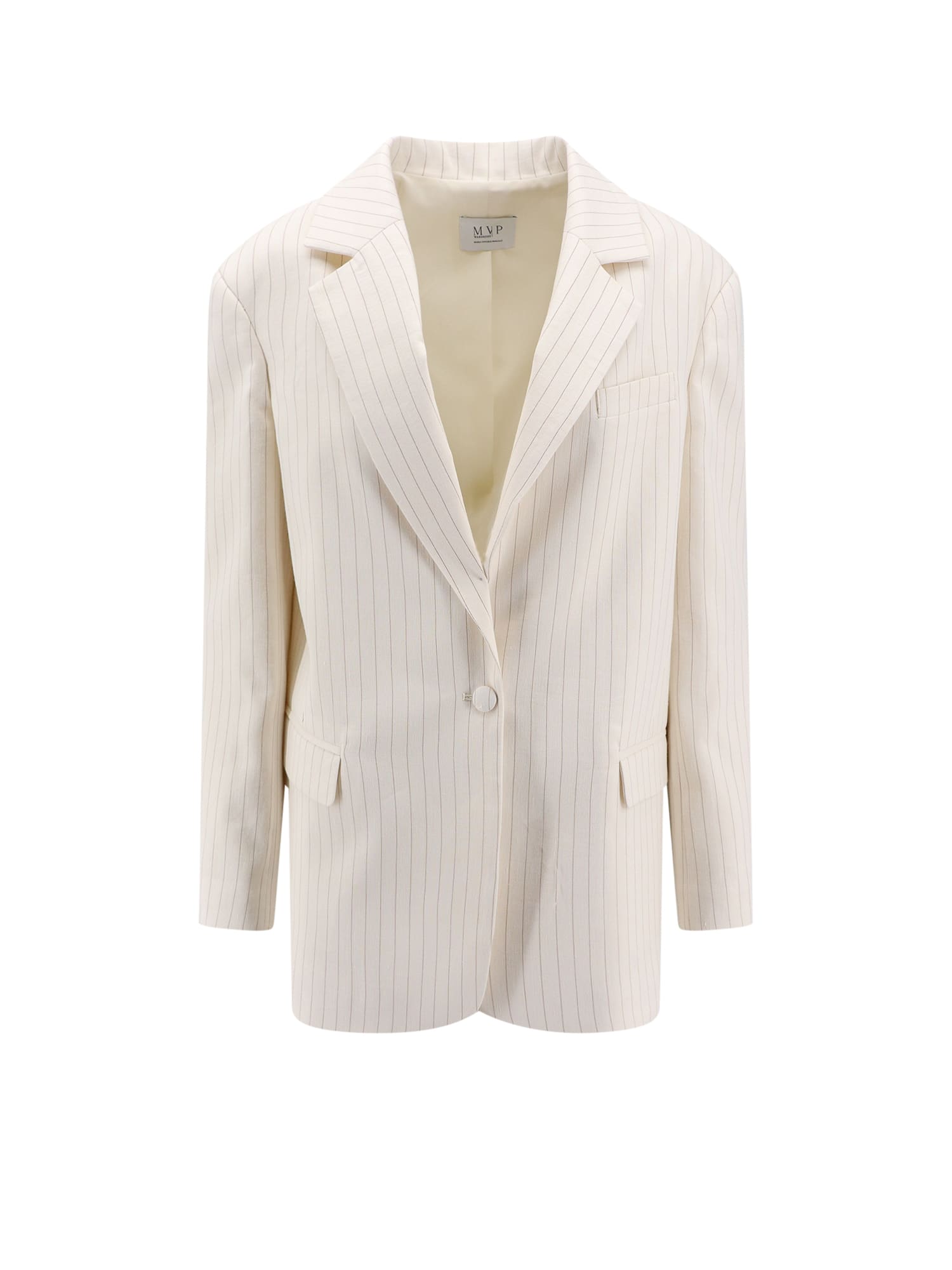 Shop Mvp Wardrobe Monaco Blazer In Ivory Camel