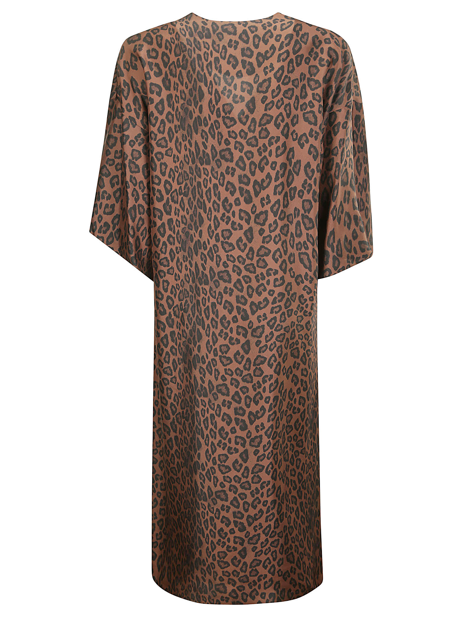 Shop Alberto Biani Dark Spotted Silk Tunic Dress In 61