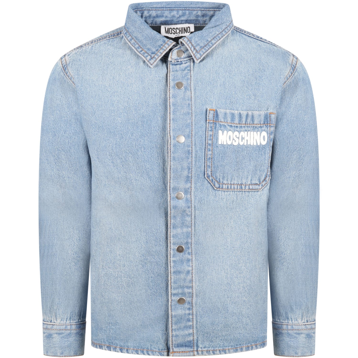 Moschino Blue Shirt For Boy With Teddy Bear And Logo