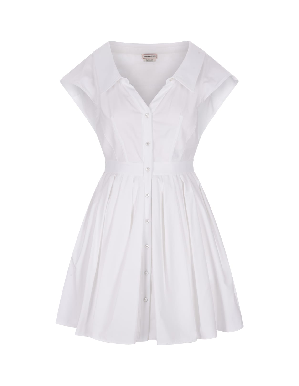 ALEXANDER MCQUEEN WHITE SHIRT MINI DRESS WITH WING SLEEVES