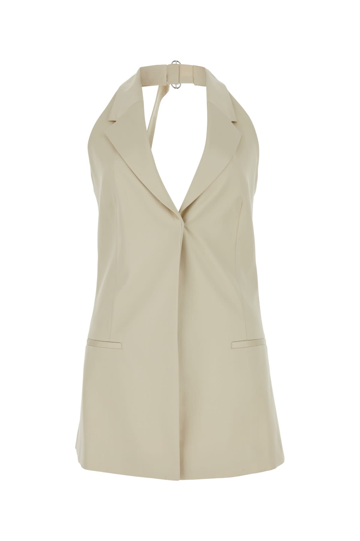 Shop Calvin Klein Cotton Blend Open Back Waistcoat In Desertsanddune